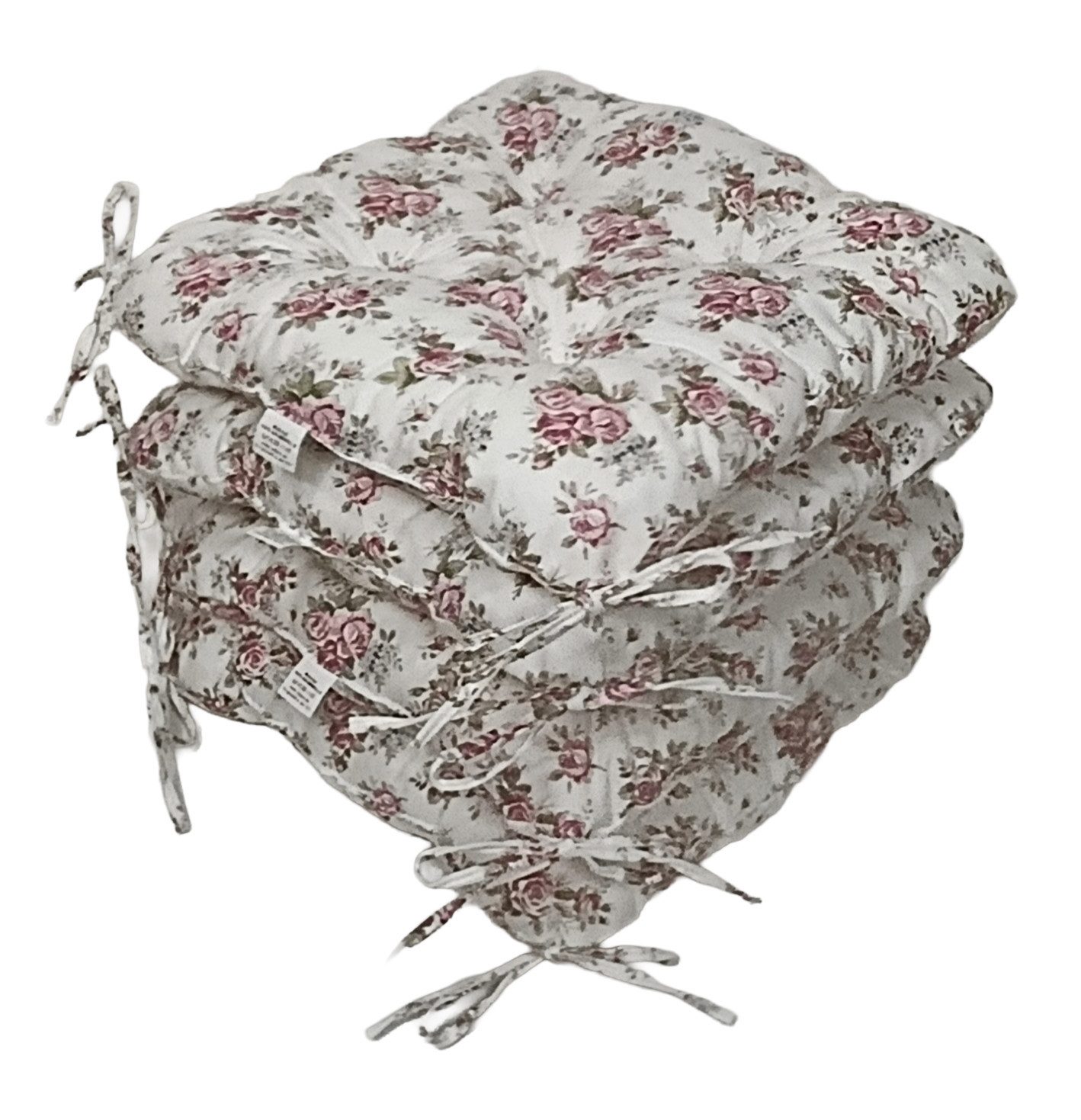 Rattani Sitzkissen Set 4 x Stuhlkissen Sitzkissen Klara 42 x 42 cm Living Rose, Material Living Rose, extra dicke Füllung