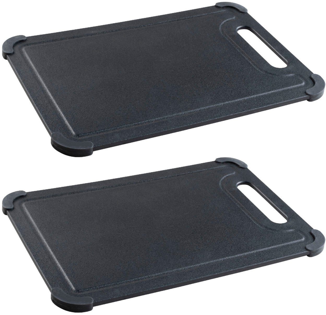 WENKO Schneidebrett Modell Peet, Kunststoff, Polypropylen, (Set, 2-St), Küchenbrett mit Anti-Rutsch-Ecken und Saftrille, spülmaschinengeeignet