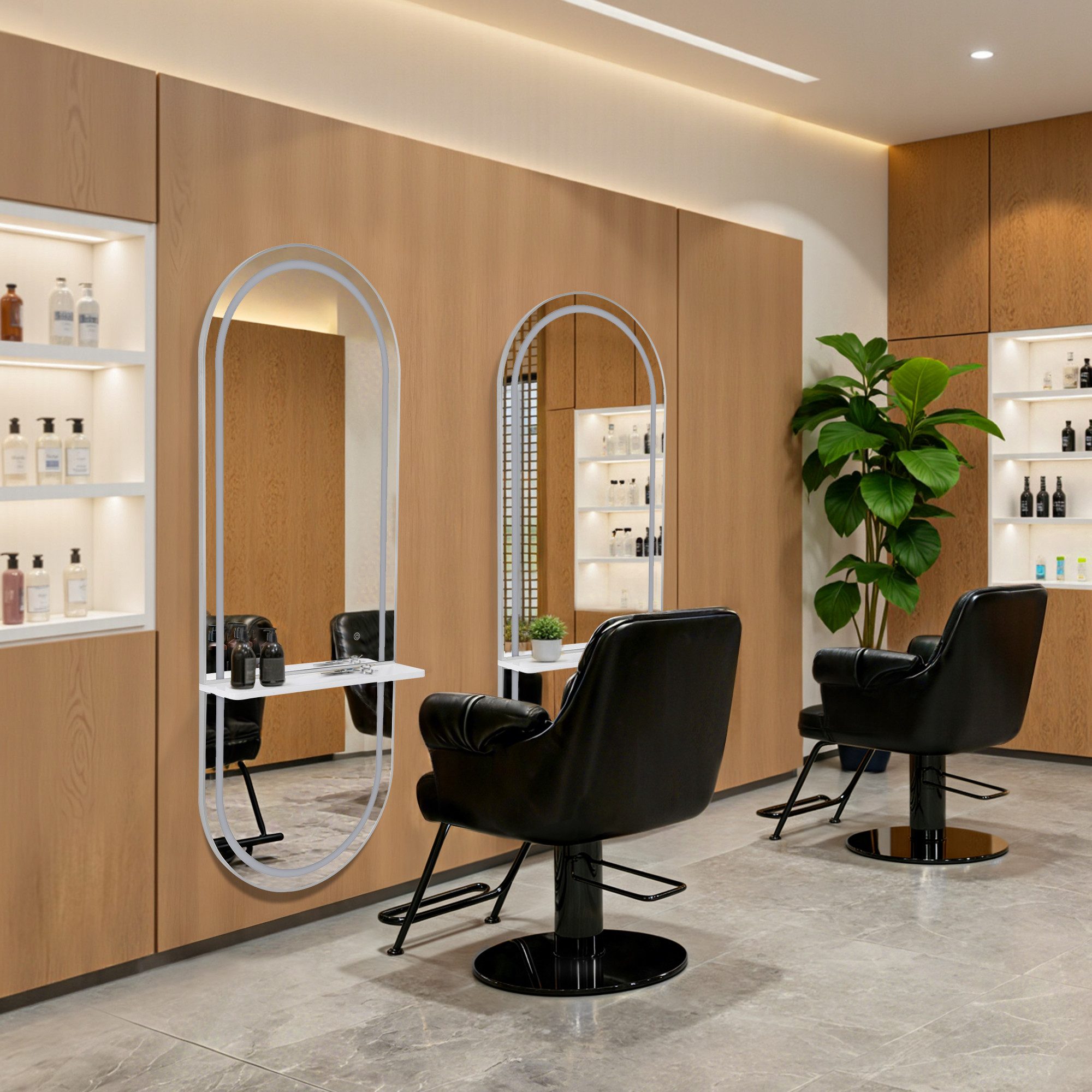 Barberpub Wandspiegel BarberPub Wandspiegel mit Beleuchtung, Ganzkörperspiegel J6270/J6271, mit Aluminiumrahmen, Touch-Schalter, 3 Lichtfarben Dimmbar