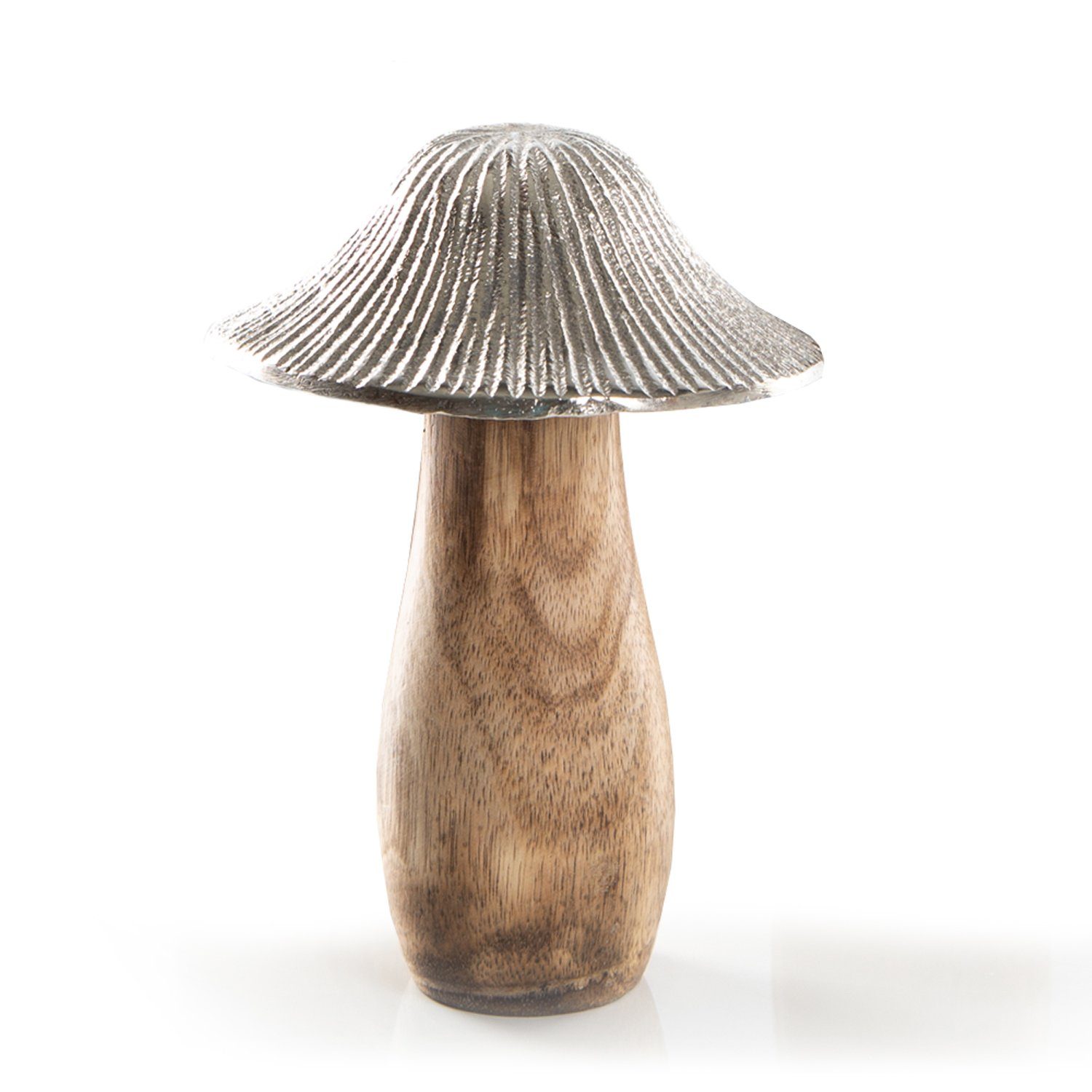 Logbuch-Verlag Dekofigur Große Pilz - Natur Deko aus Holz & Metall - 24 cm