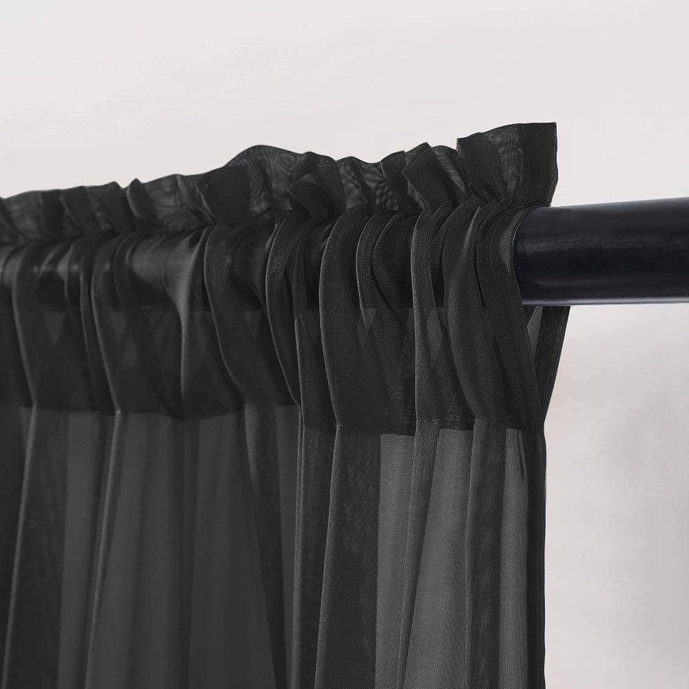 Gardinen Vorhang,Bistrogardine, mit transparent Stangendurchzug, Schwarz transparent, Kurzgardine,Voile BTTO, St), Scheibengardine (1 kräuselband,