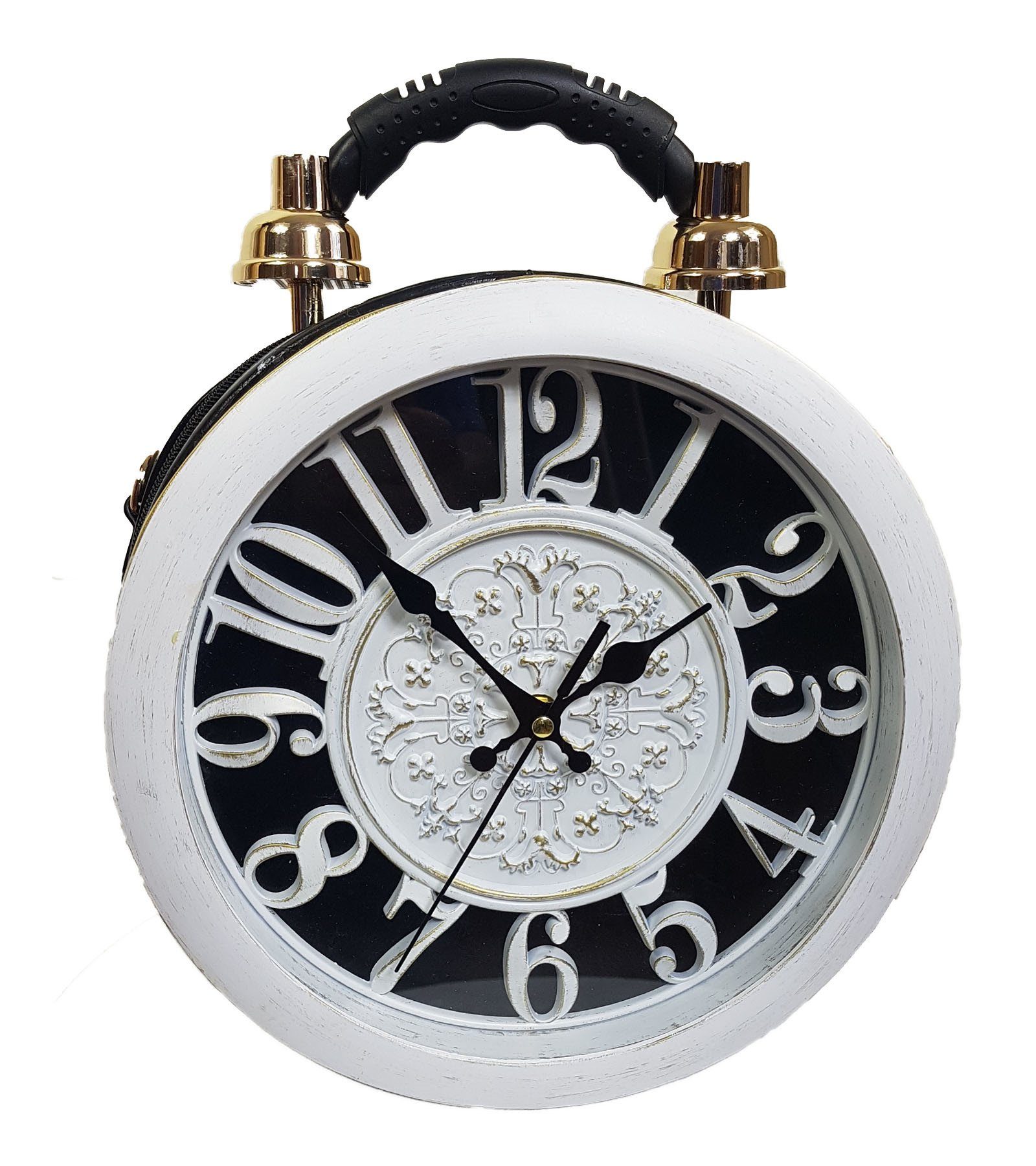Einkaufszauber Handtasche Designer Handtasche mit echter Uhr Weiß, Echte Uhr auf der Vorderseite
