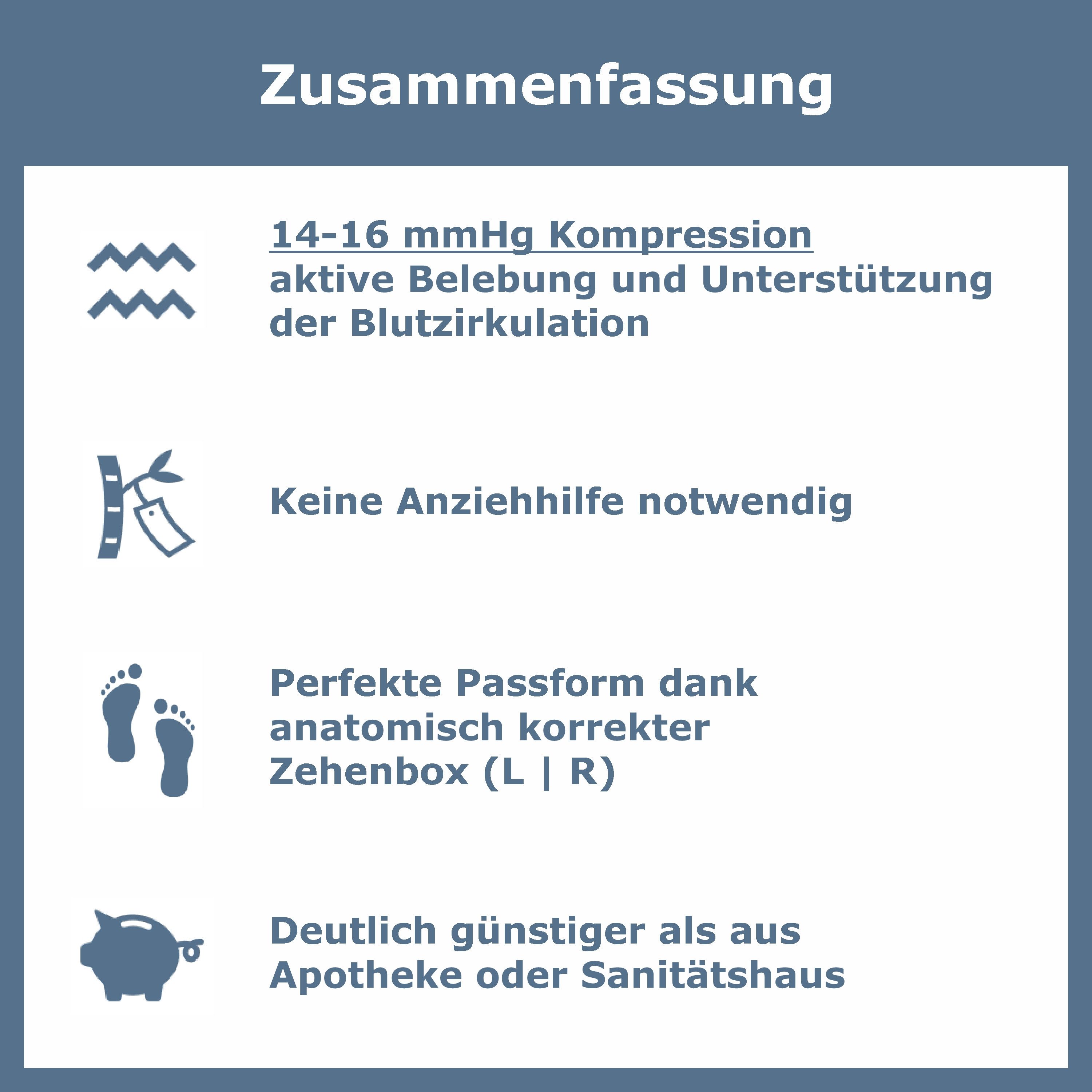 GAWILO Kompressionsstrümpfe für Herren mit Stützfunktion gegen müde Beine (2 Paar) Stützstrümpfe mit Baumwolle & 14-16 mmHg Kompression