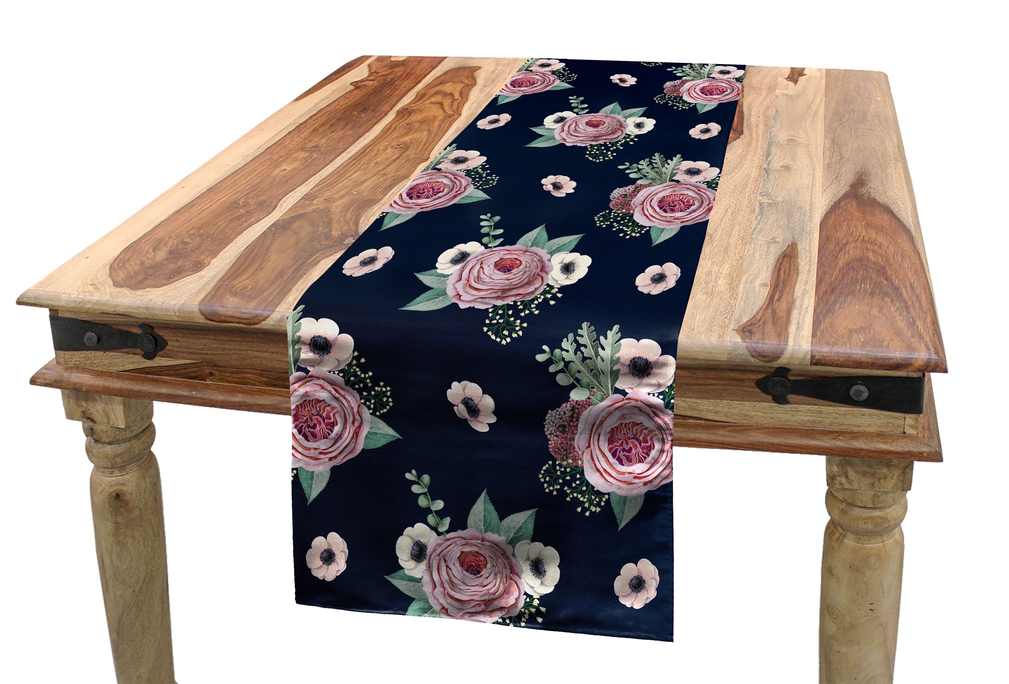 Abakuhaus Tischläufer Esszimmer Küche Rechteckiger Dekorativer Tischläufer, Vintage Rose Minimalistische Blumen