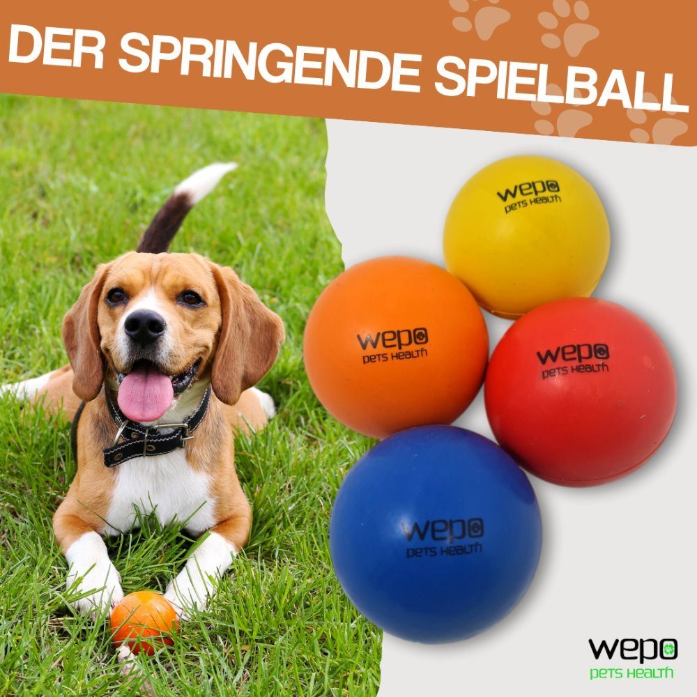 WEPO Tierball Hundespielzeug - Hundeball - Apportieren Set & Ø Zum Werfen, Naturkautschuk, 6cm (3-tlg) Kauen