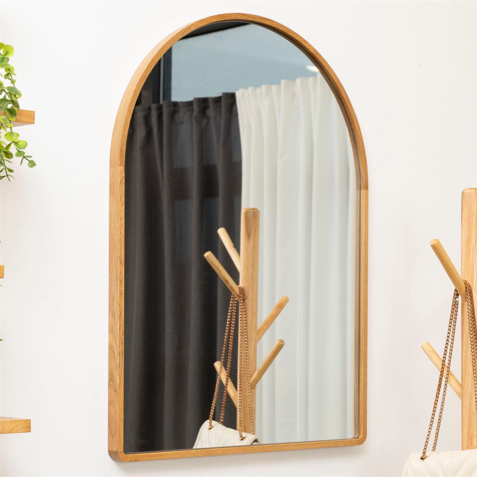 Terra Home Wandspiegel Spiegel Bogenform cm, (braun), Eiche 60x80 Badezimmerspiegel Landa Flurspiegel