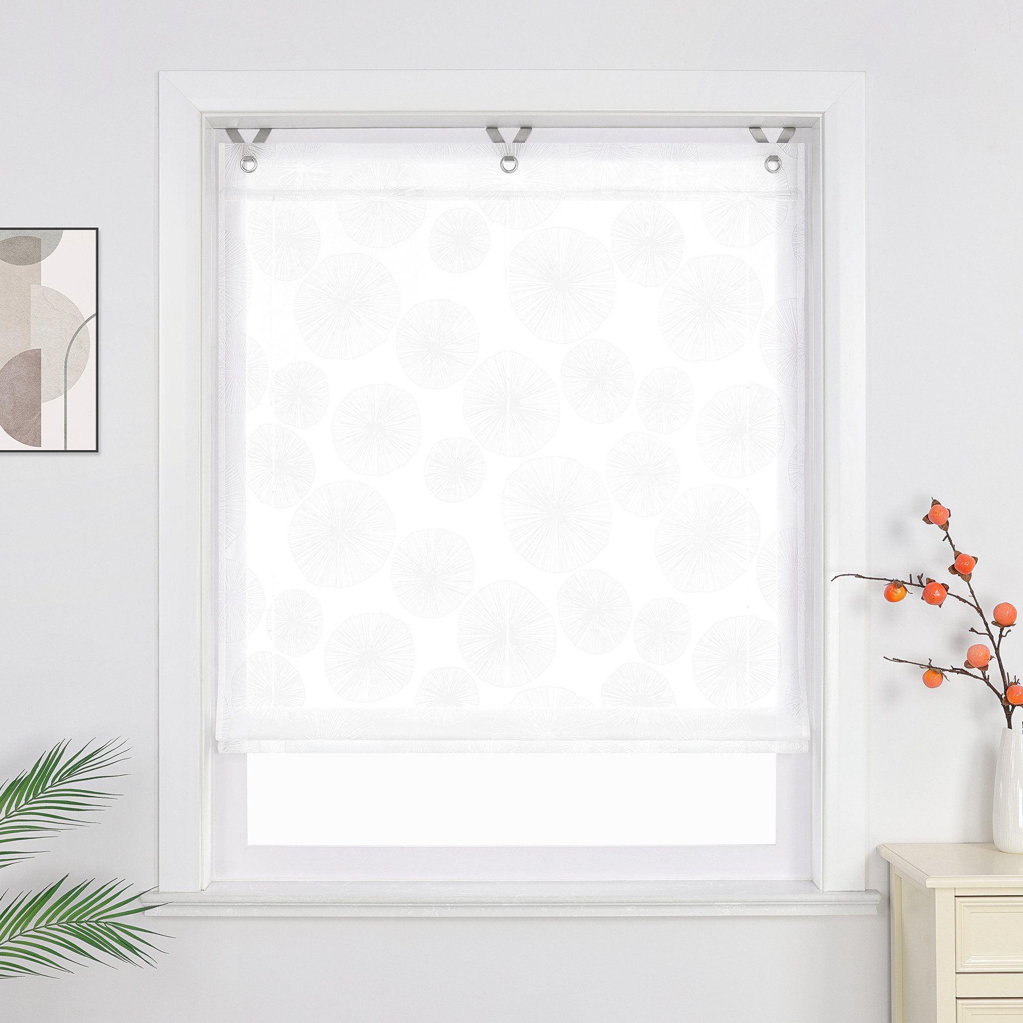 Joyswahl Raffrollo Alice, mit Hakenaufhängung, freihängend, Voile mit Kreis günstig online kaufen