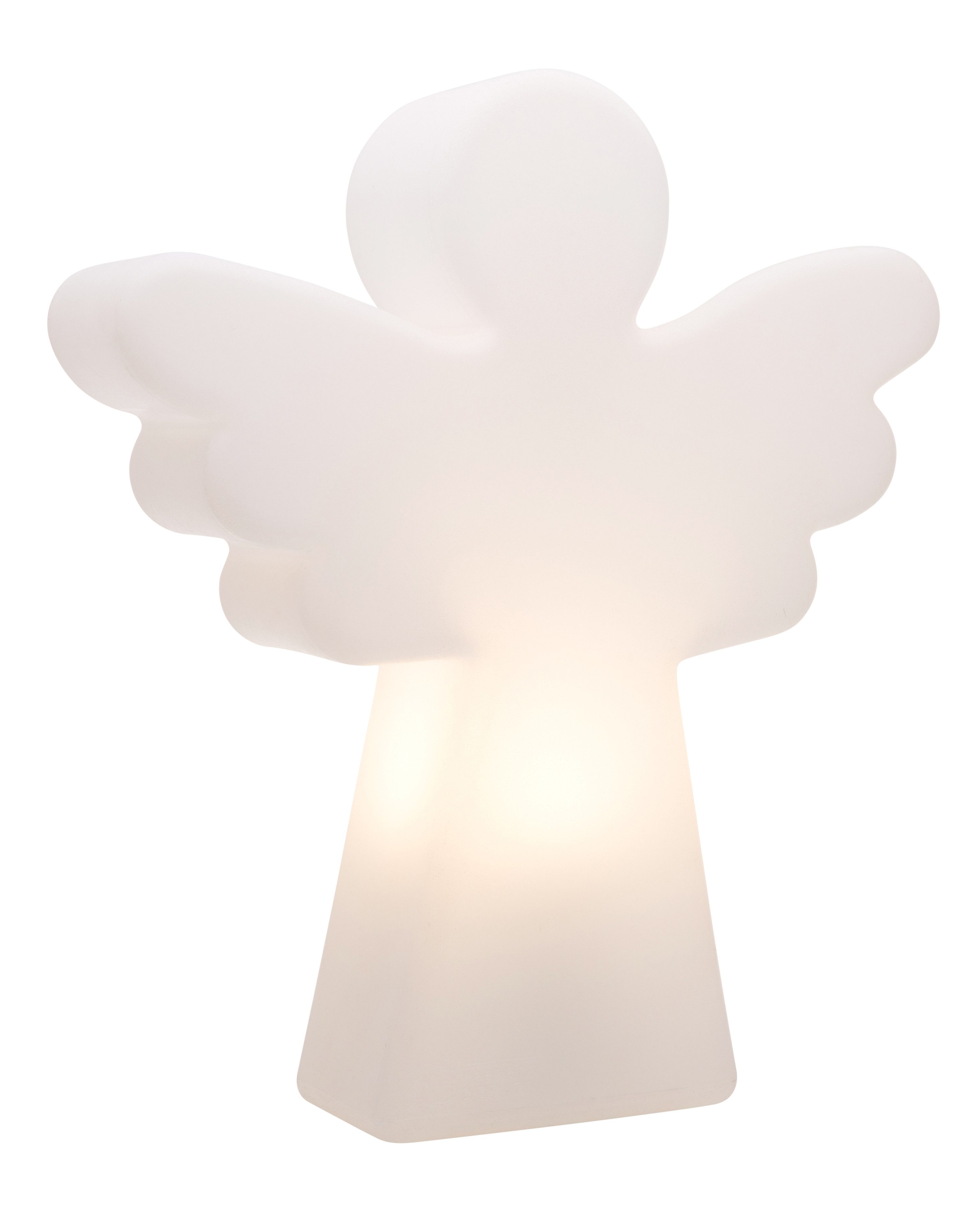 8 seasons design LED Dekofigur Dekoleuchte Shining Angel 40 cm / SOLAR, LED fest integriert, Warmweiß, Solarpanel, Dämmerungssensor, 40 cm, weiß, Engelleuchte für außen