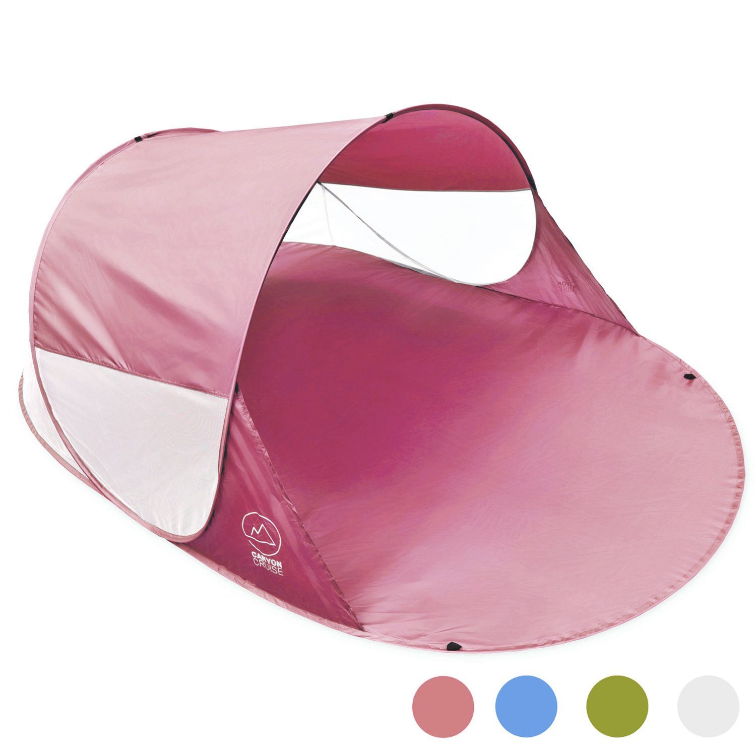 Sonnen- & Cruise Strand-Zelt, 3 Personen: Canyon Windschutz Up Pop Strandmuschel Pink (Automatik Wurfzelt),