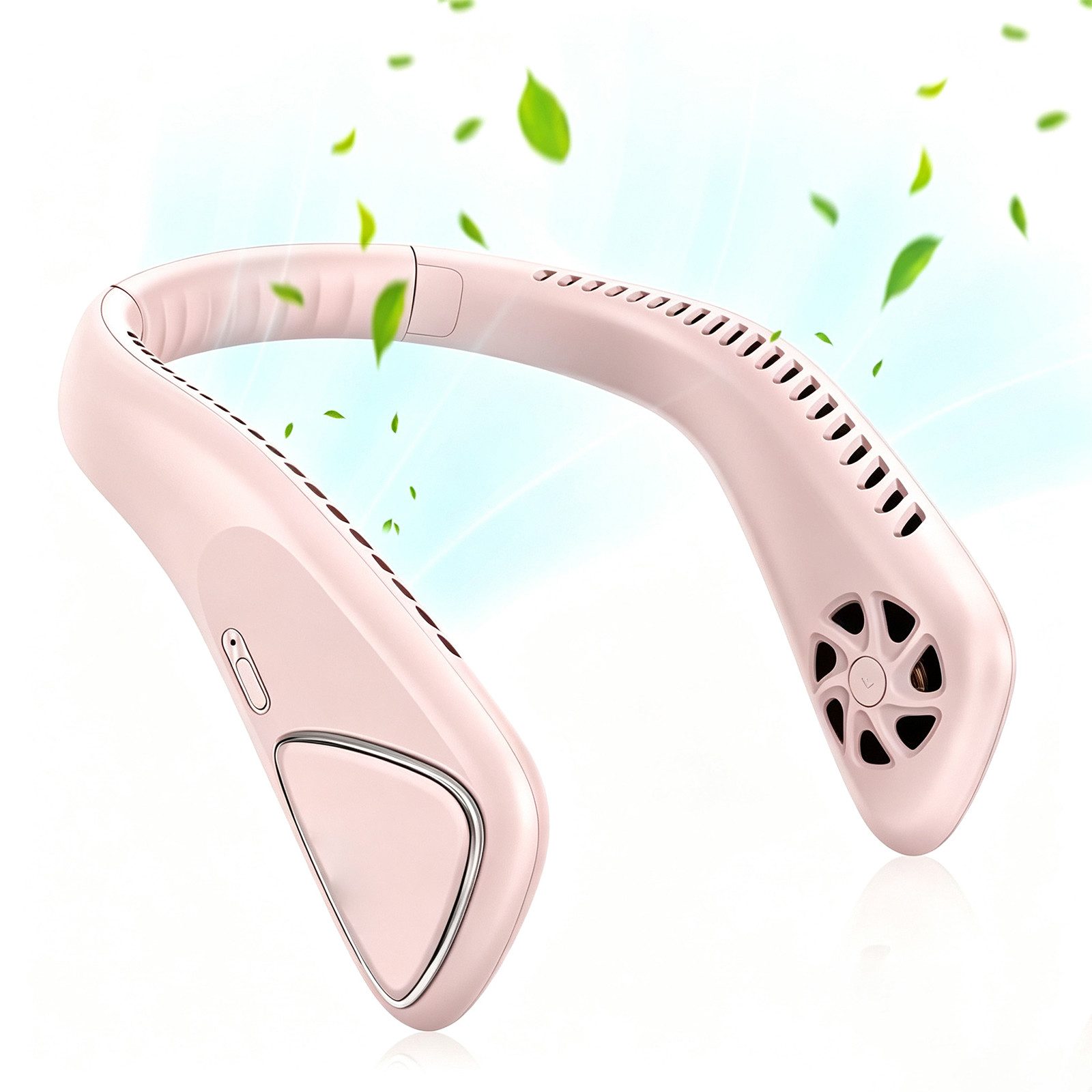 MOPUEA Mini USB-Ventilator Nackenventilator Akku 6000mAh 3 Stufen leise 360 Grad flexibel, Flügellos, 3 Stufen, leise, 360° flexibel, bis 14 Std.