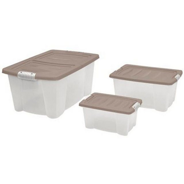Jelenia Plast Aufbewahrungsbox “Allzweck-Stapelbox 3er-Set mit Deckel Aufbewahrungsbox Rollenbox Spielzeugkiste”