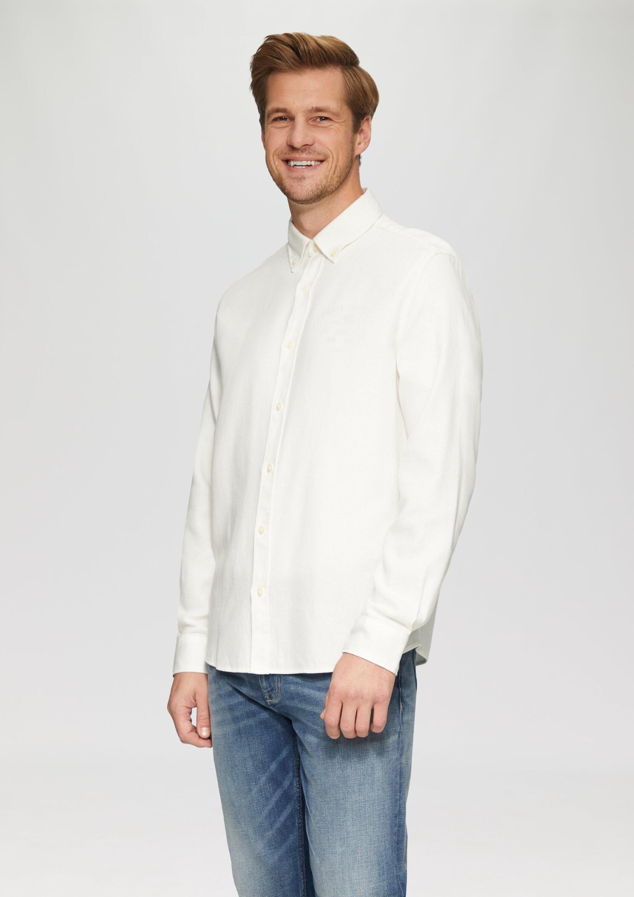 s.Oliver Langarmhemd Hemd Regular Fit: Strukturiertes Baumwollhemd mit Button-down-Kragen