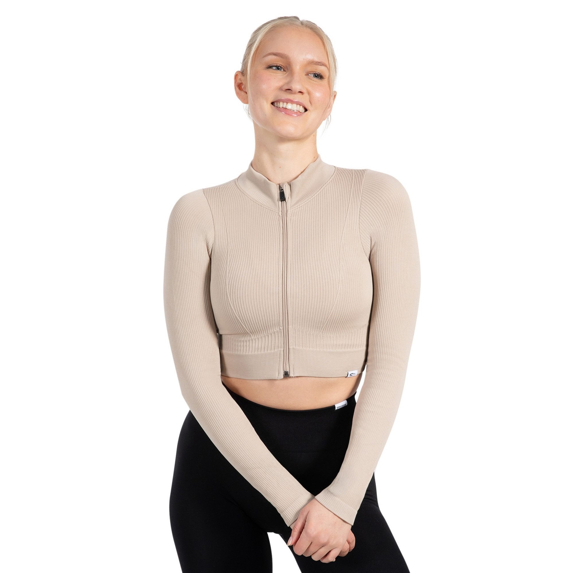 Trainingsjacke Zeya, Size Up empfohlen, Crop Sportjacke Slim Fit, hoher Kragen