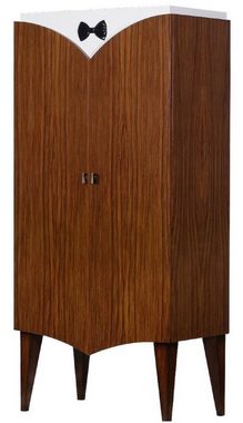 Casa Padrino Barschrank Luxus Art Deco Barschrank Braun / Weiß / Schwarz 80 x 45 x H. 170 cm - Massivholz Weinschrank - Bar Möbel - Hotel Möbel - Luxus Qualität