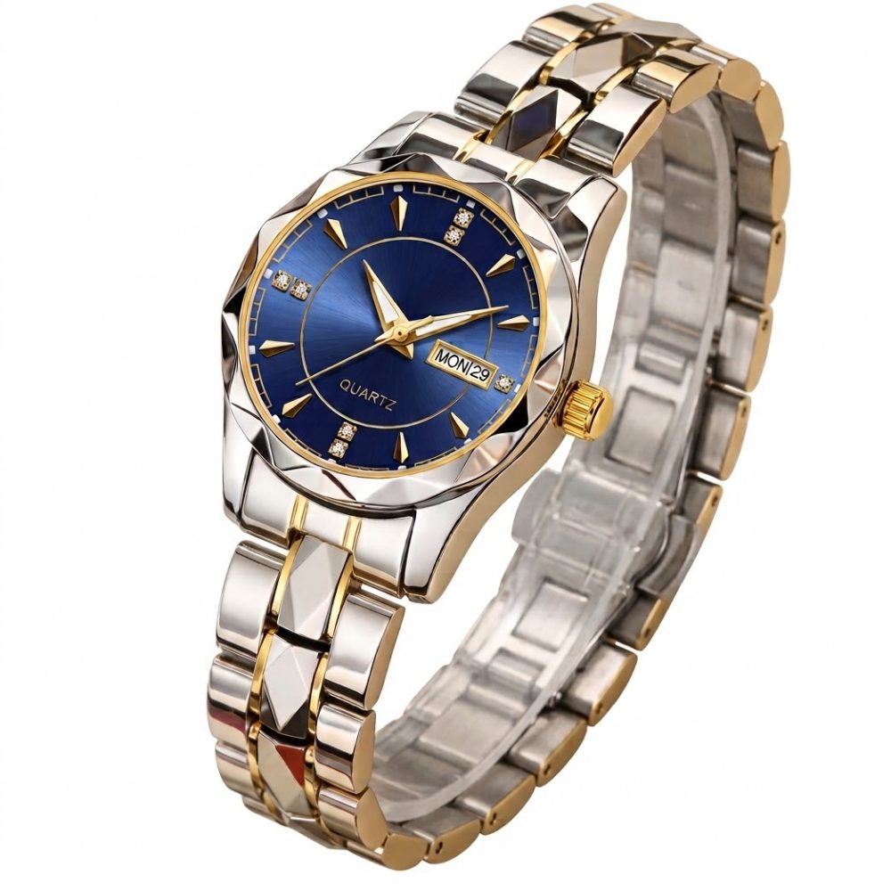 Athlix Quarzuhr Analoge Damen-Armbanduhr Edelstahl Quarzwerk elegant B5552, 3 Bar (spritzwassergeschützt / regenfest), Angenehmes Tragegefühl
