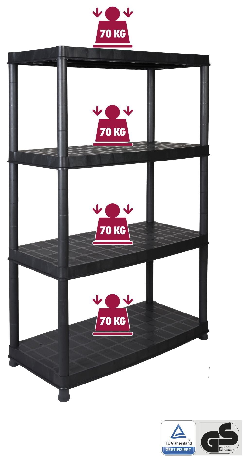 Kreher Schwerlastregal Deluxe mit 4 Böden in Schwarz günstig online kaufen