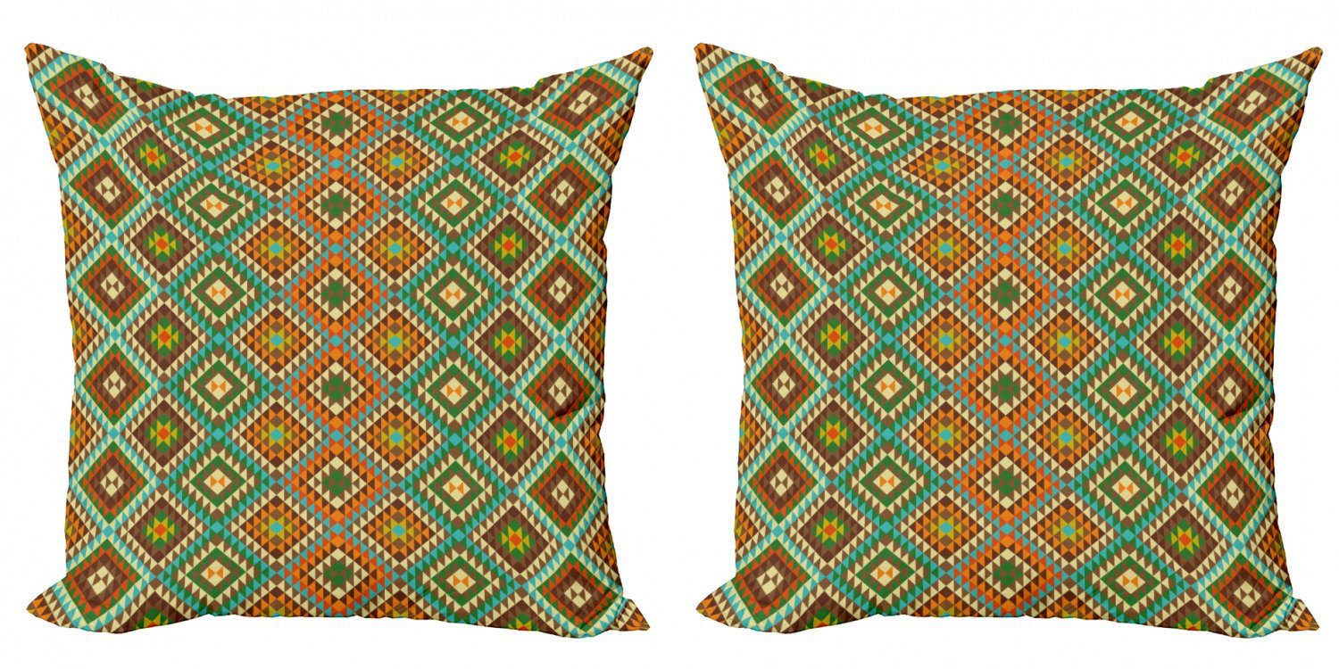 Kissenbezüge Modern Accent Doppelseitiger Digitaldruck, Abakuhaus (2 Stück), Ethnisch Mosaik Folkloric Ethnic