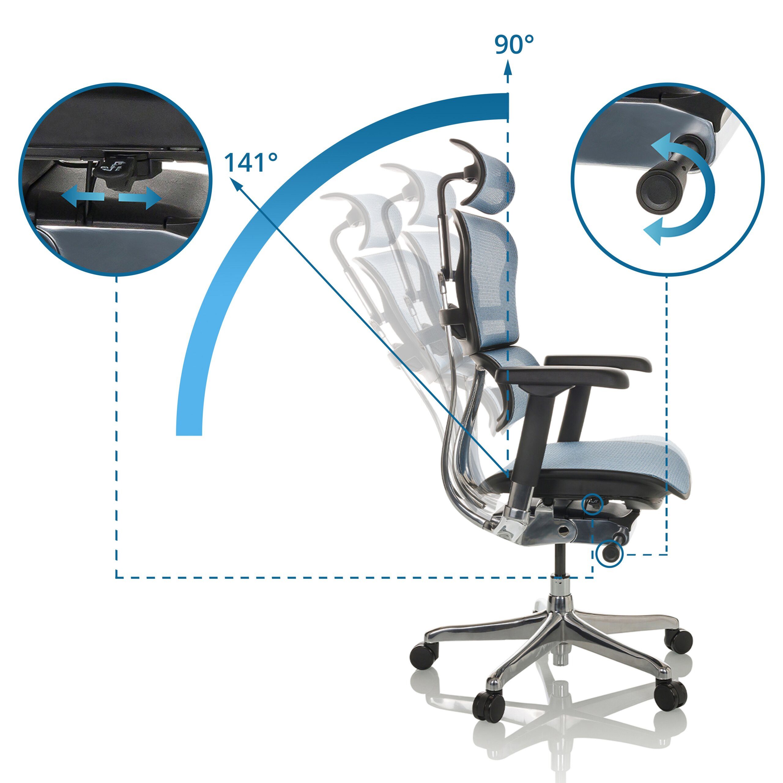 hjh OFFICE Drehstuhl Luxus Chefsessel Ergohuman Gen2 Netzstoff (1 St), Profi Bürostuhl Schreibtischstuhl ergonomisch