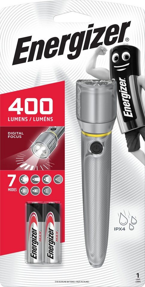 Energizer Taschenlampe Vision HD Metal 2AA 400 Lumen, Zwischen drei  Beleuchtungsmodi umstellbar: hoch, niedrig und