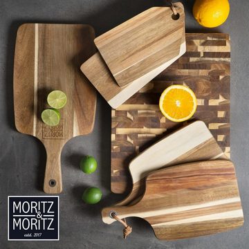 Moritz & Moritz Servierbrett Servierbrett Holz mit Griff, Akazienholz, (43x21cm, 1-St), zum Schneiden, Anrichten und Servieren