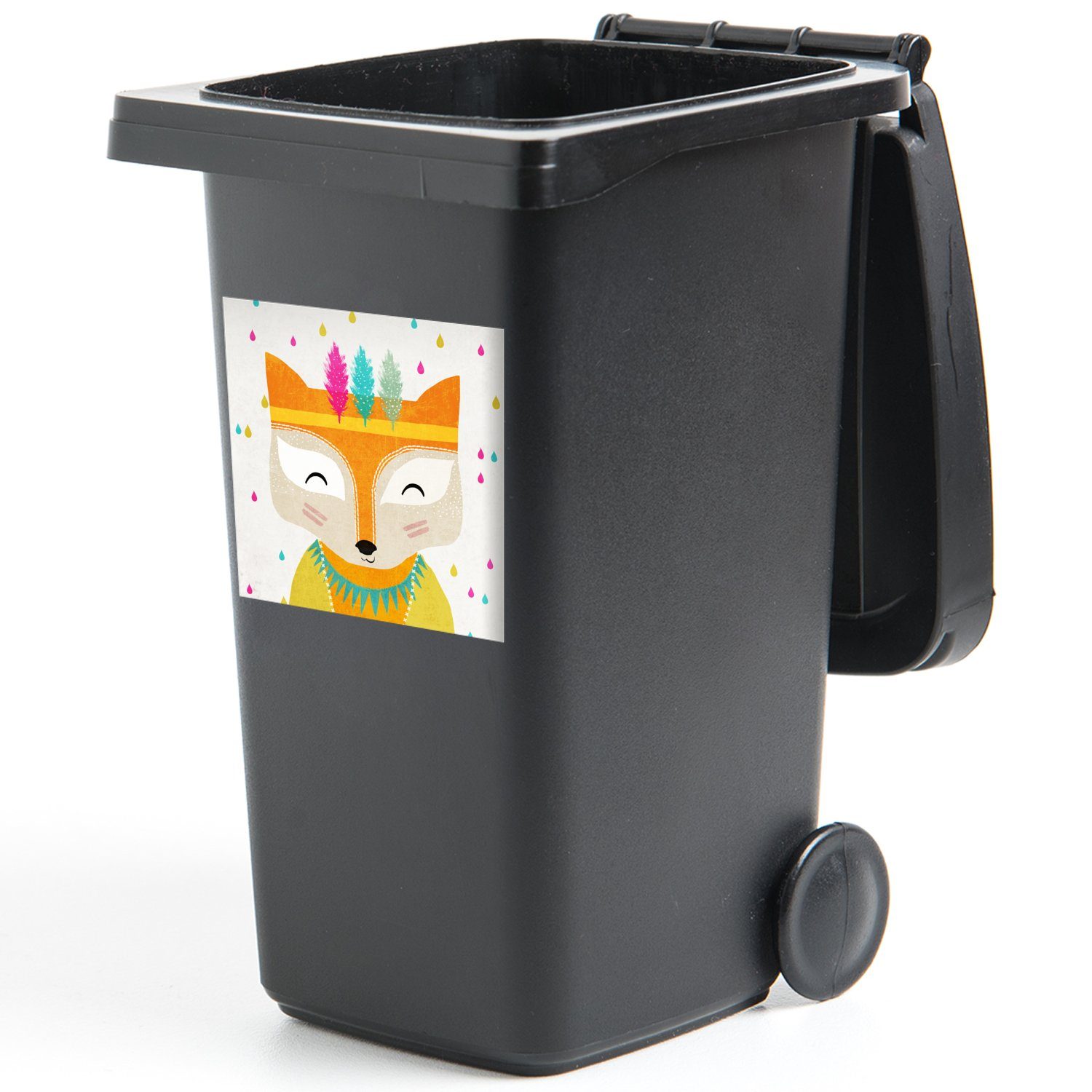 Farben MuchoWow Mülltonne, Abfalbehälter Container, Sticker, Fuchs Tiere (1 - Mülleimer-aufkleber, Porträt St), - - Wandsticker