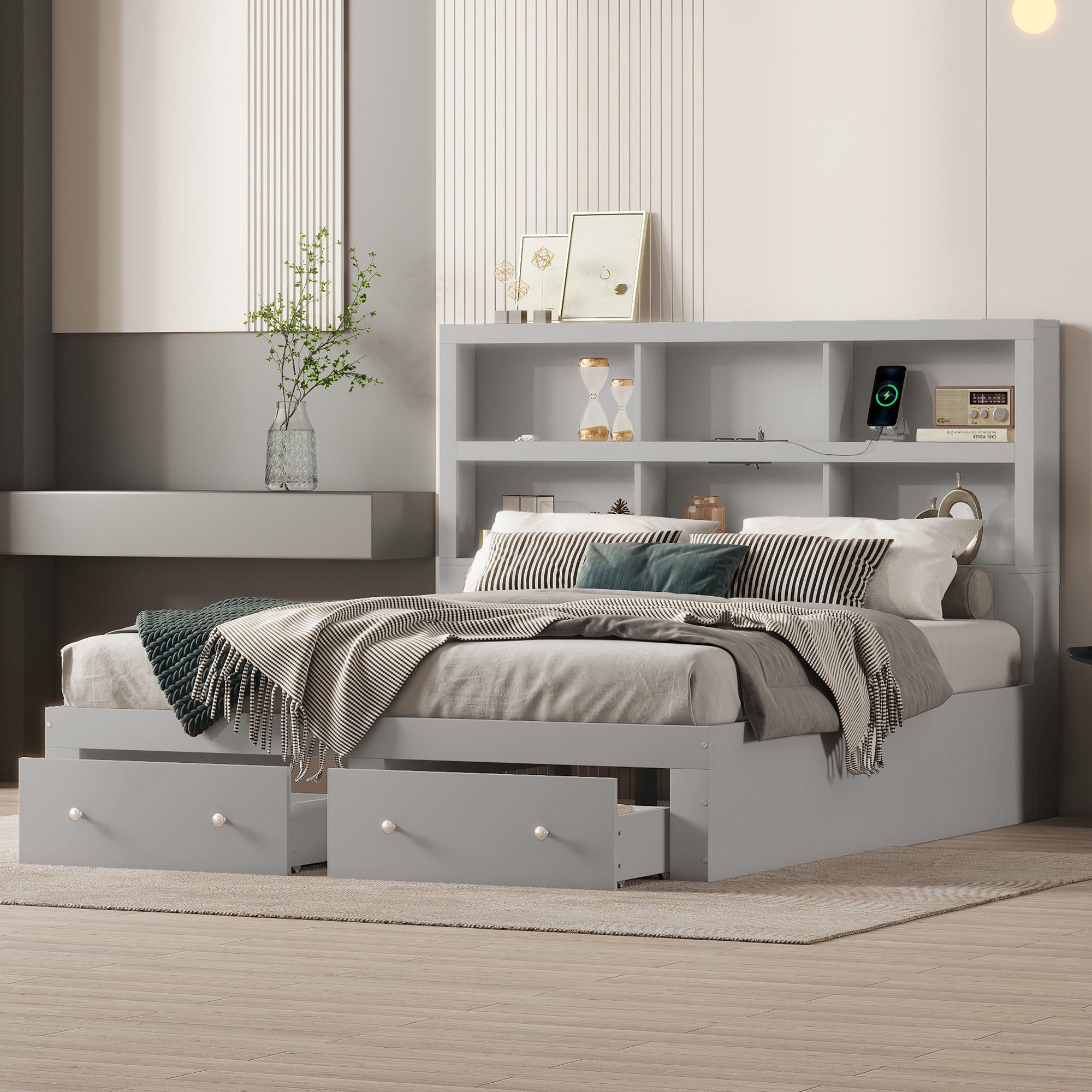 Flieks Holzbett, Doppelbett mit 2 Schubladen günstig online kaufen