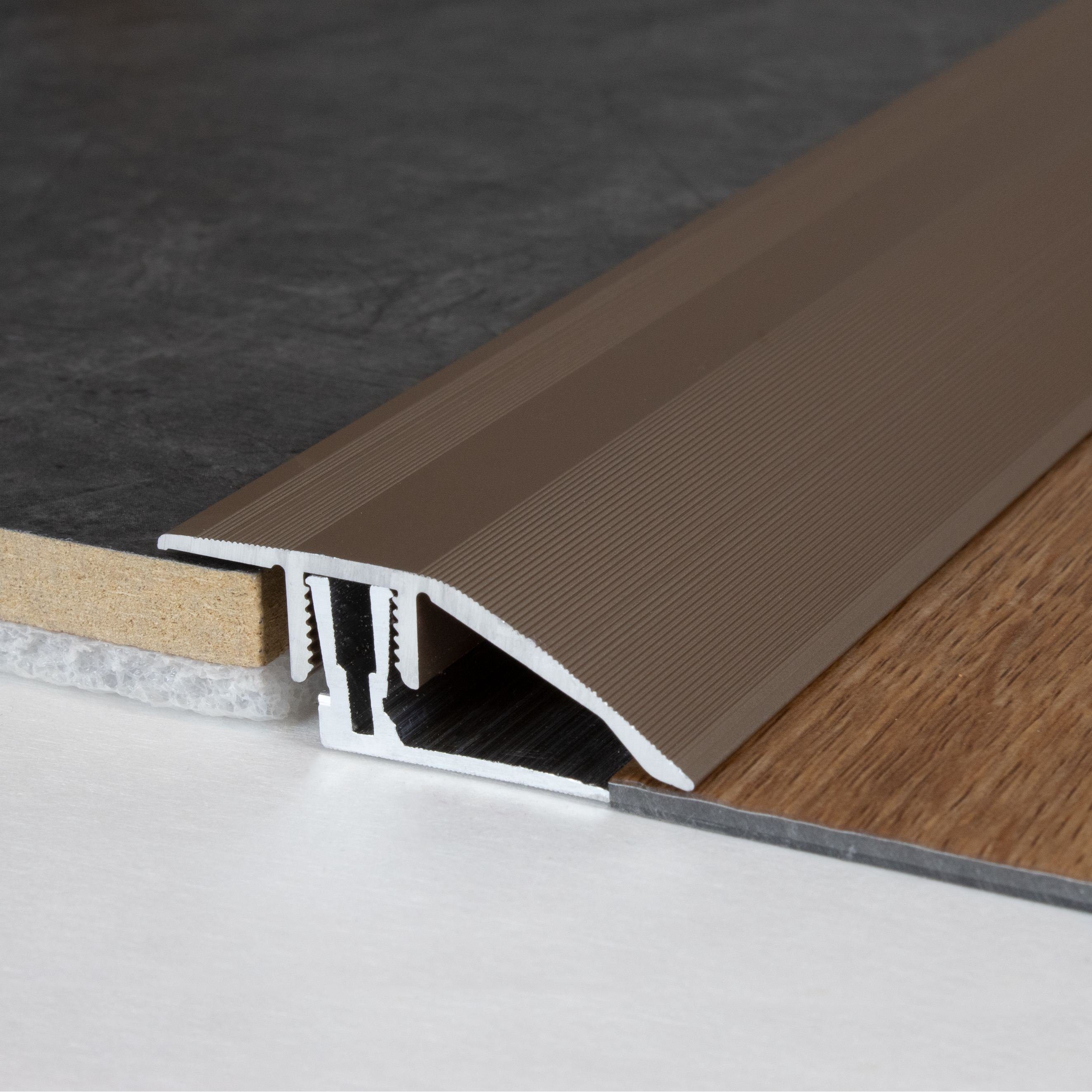 PROVISTON Anpassprofil Anpassungsprofil Alu, 41 x 11 - 15 x 900 mm, 2-teilig, Silber