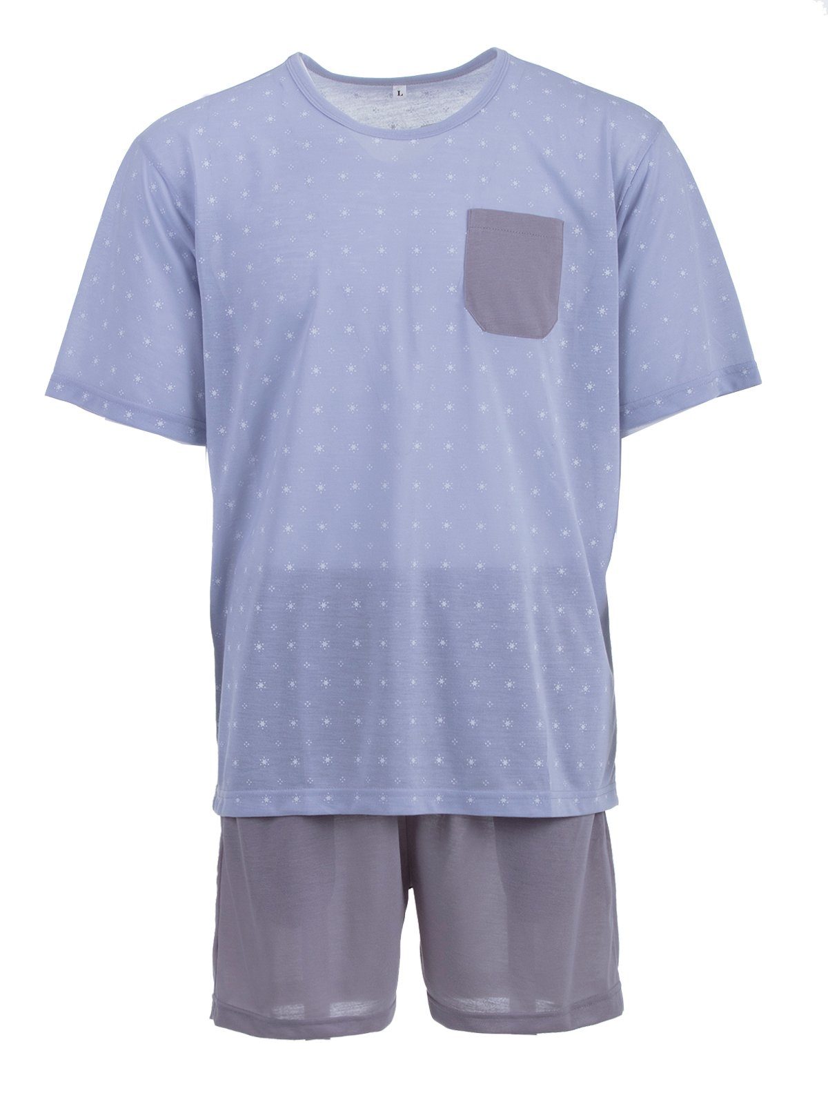 Lucky Schlafanzug Pyjama Set Shorty - Sonne Tasche grau