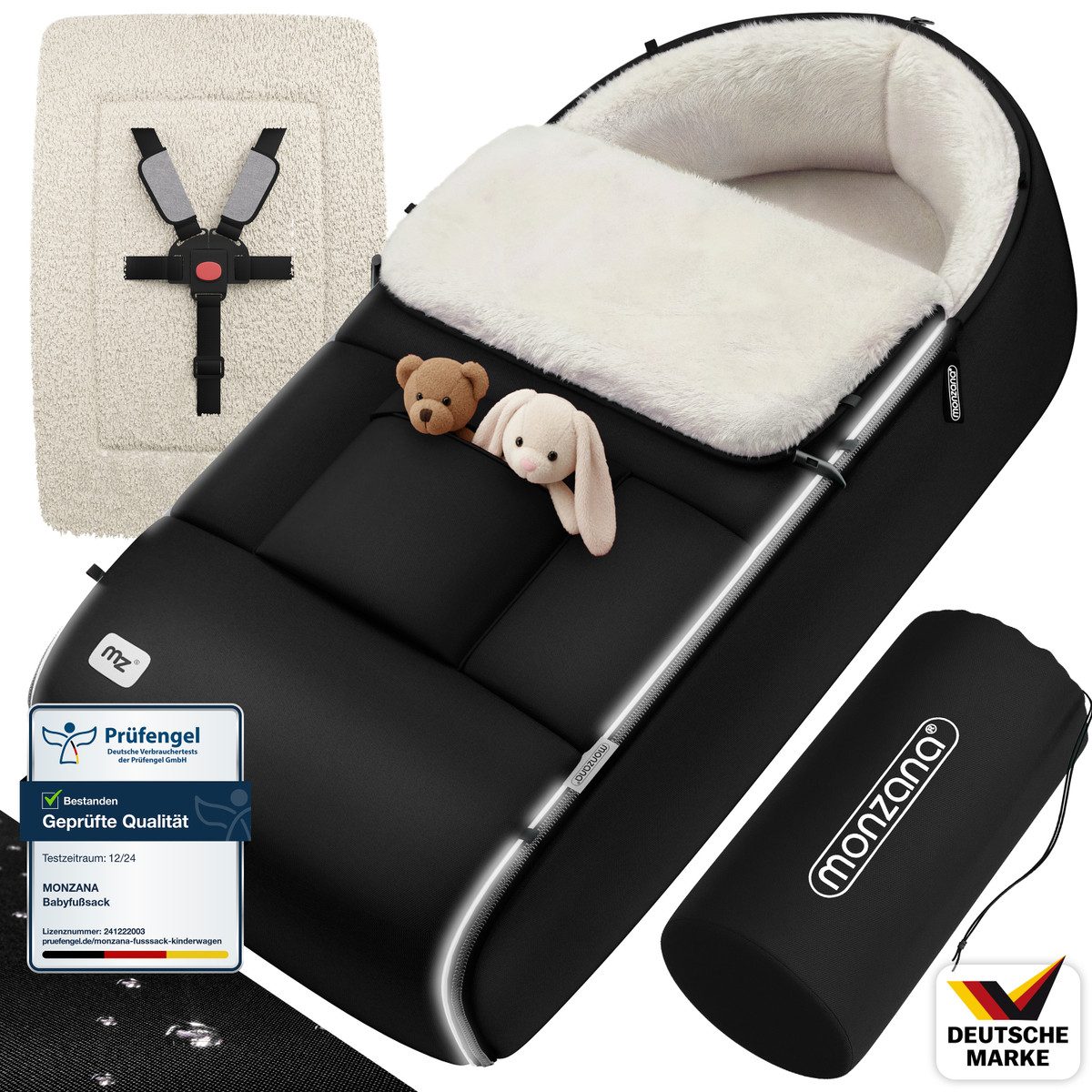 monzana Fußsack, Reflektoren-Streifen Waschbar Reißverschluss Kopfteil Wetterfest