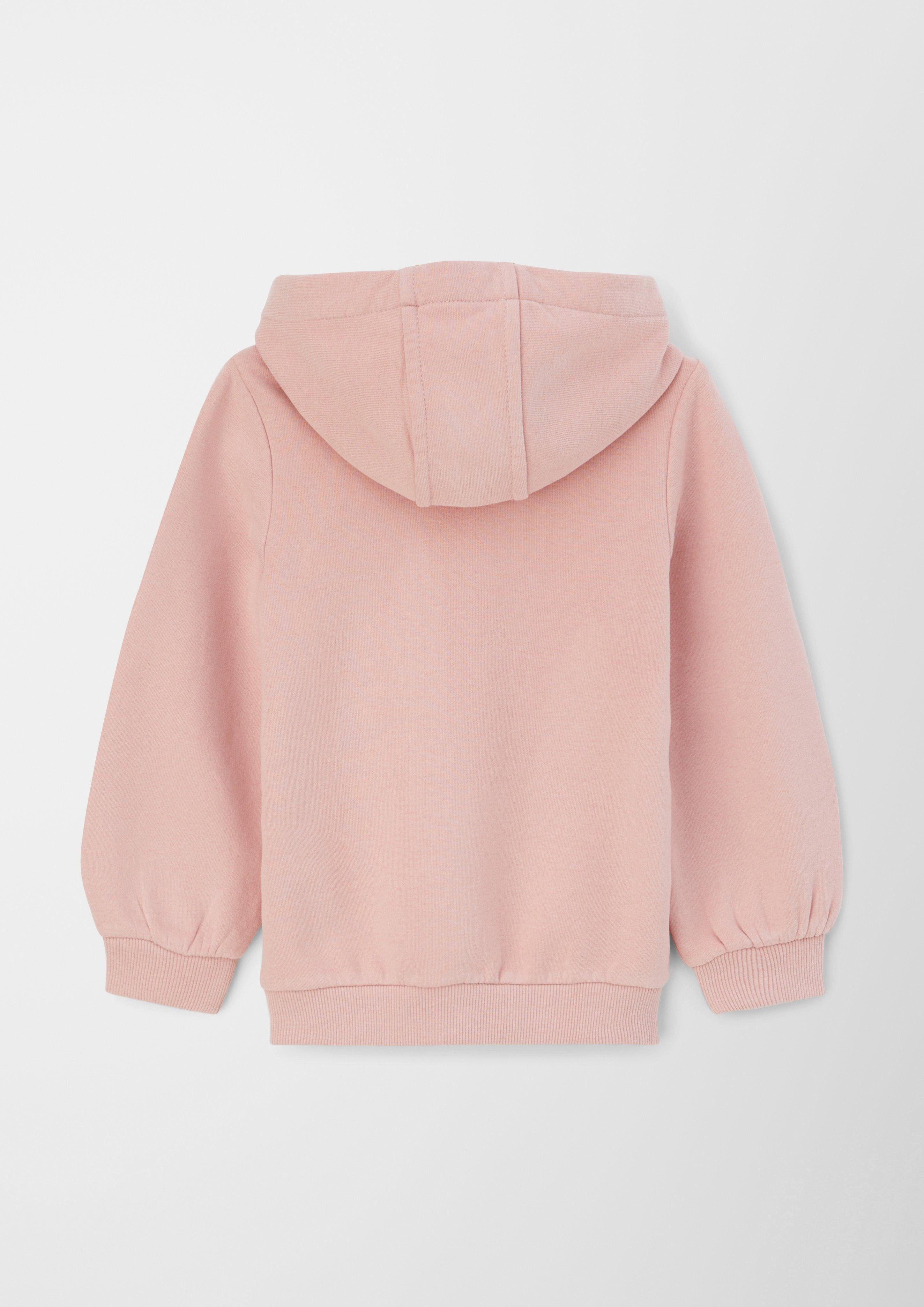 s.Oliver Sweatshirt Hoodie mit Glitzer rosa Frontprint