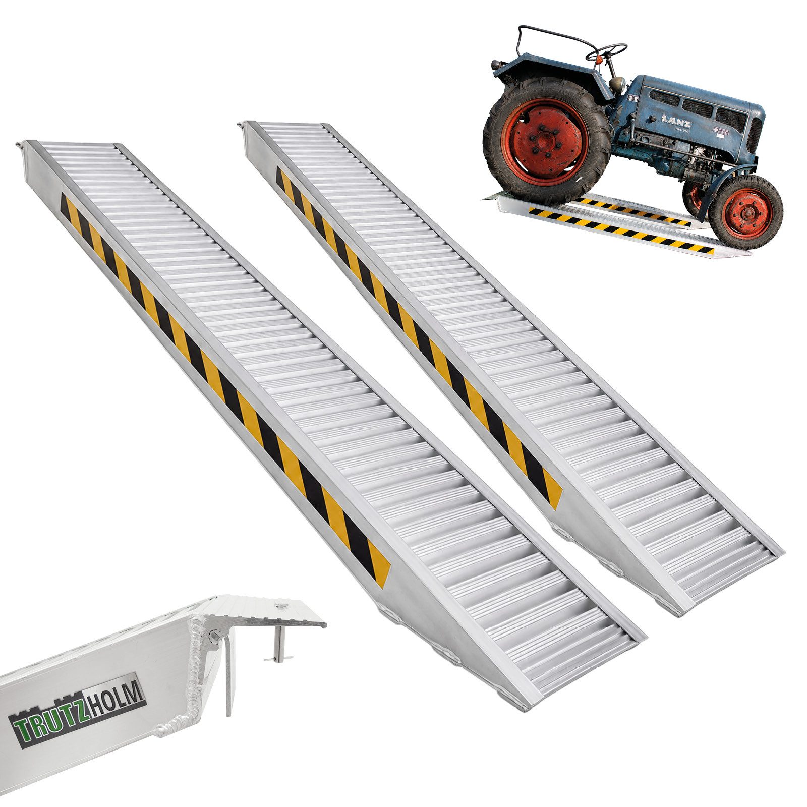 TRUTZHOLM Auffahrrampe Schwerlastrampe Alu Traglast 3300 kg Länge 265 cm Verladerampe PKW 2x (2er Set, 2-St), Für PKW,Minibagger,Kettendumper,Kettenfahrzeuge geeignet