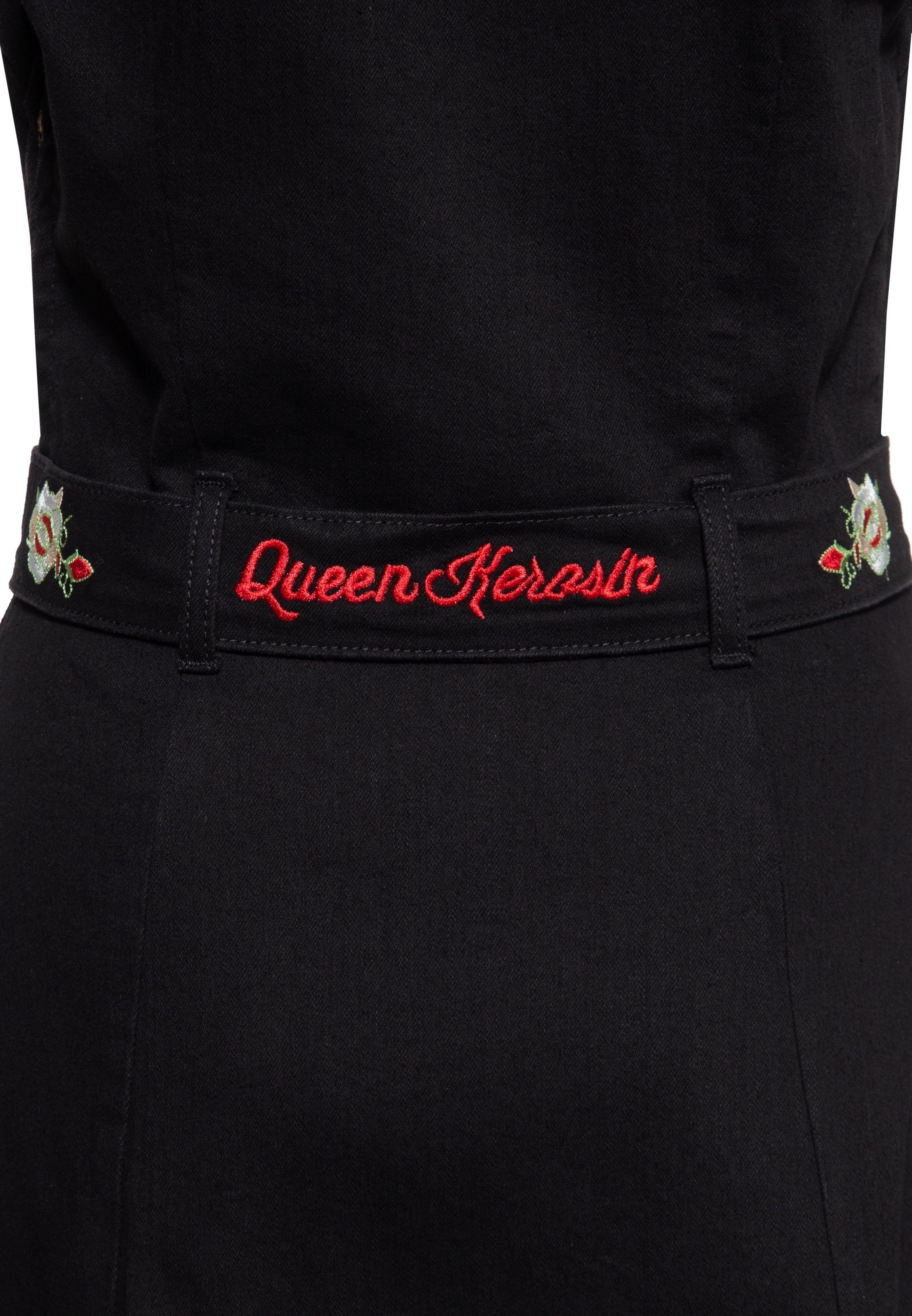 QueenKerosin Jeanskleid (1-tlg) schwarz mit Stickereien