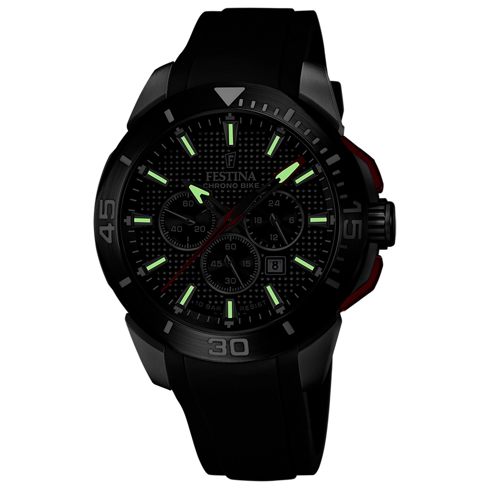 Festina Quarzuhr Festina Herrenuhr Kautschuk schwarz, (Analoguhr), Herren Armbanduhr rund, Kautschukarmband schwarz, Sport