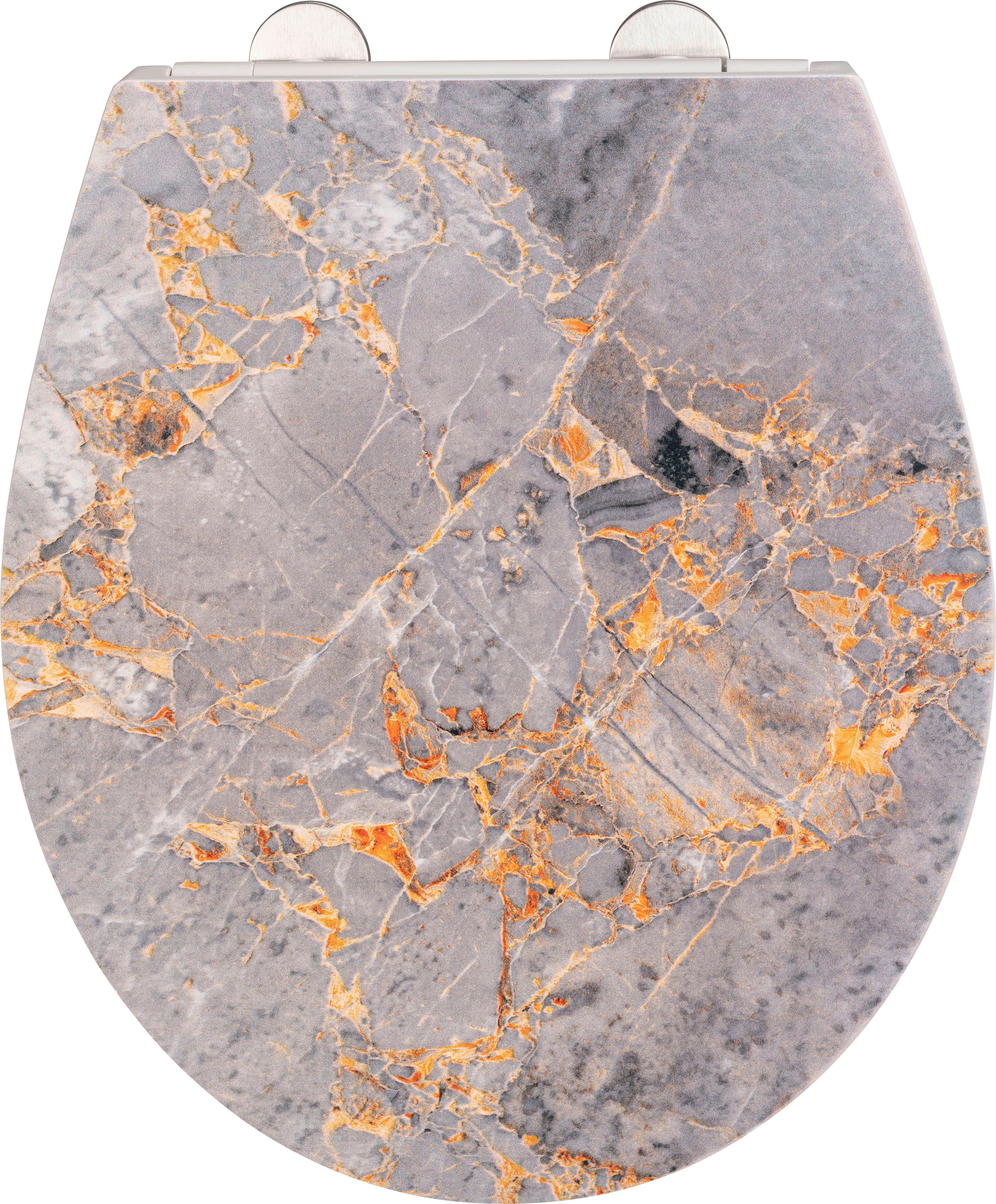 WENKO WC-Sitz Grey Marble, mit Relief, aus antibakteriellem Duroplast günstig online kaufen