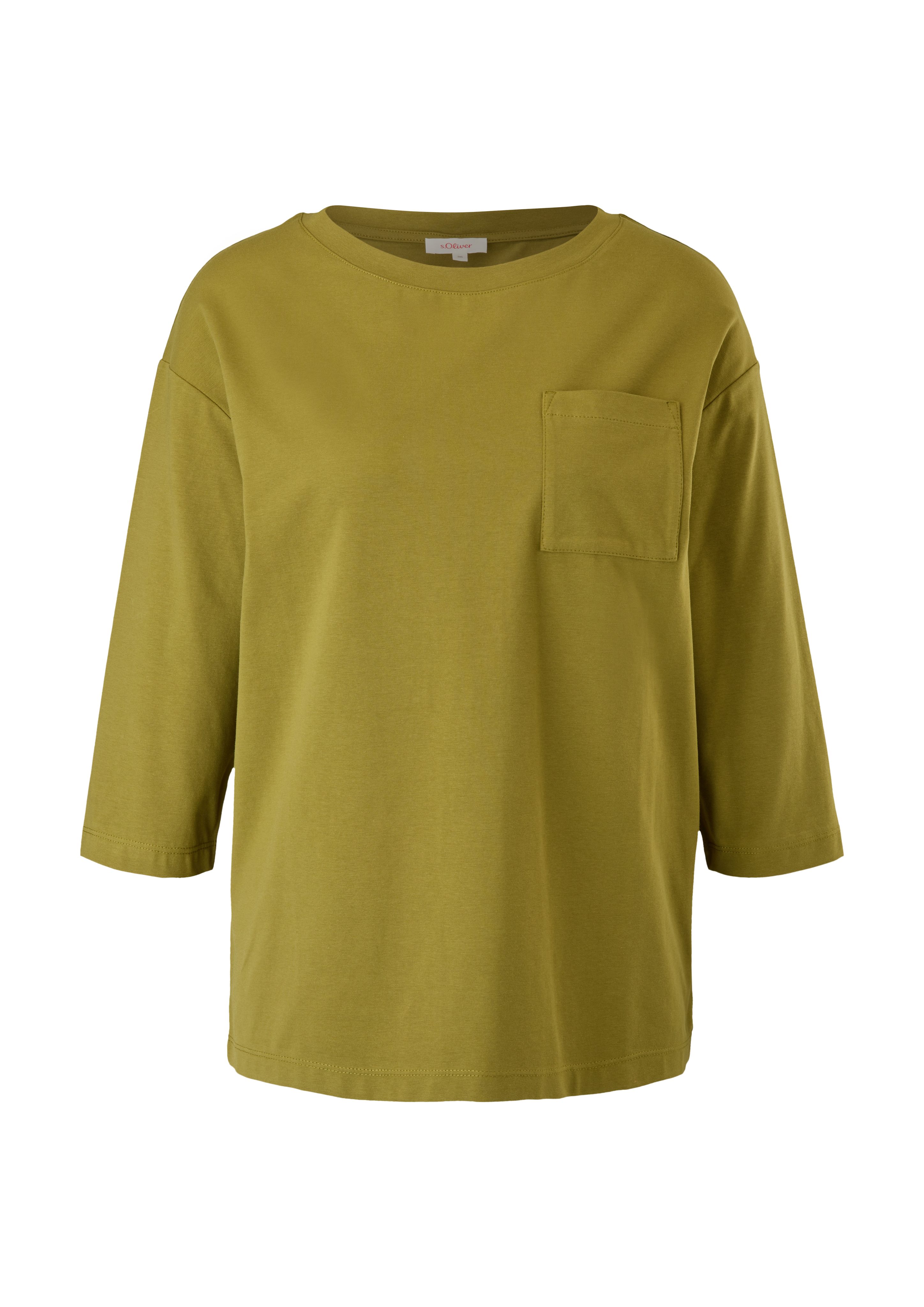 s.Oliver 3/4-Arm-Shirt T-Shirt guacamole Brusttasche mit