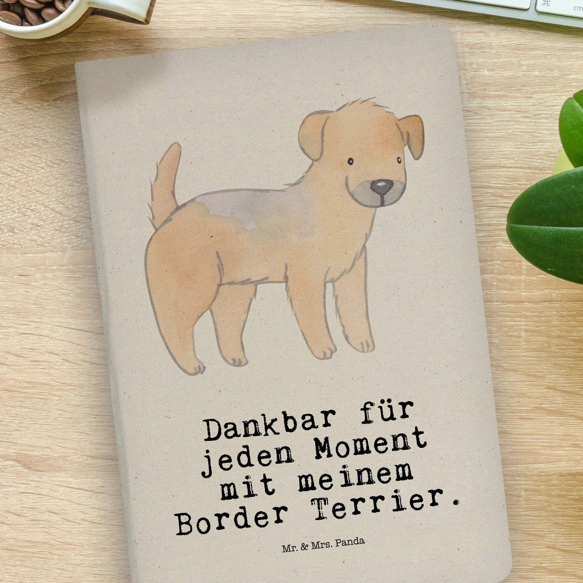 Thumbnail - Mr. & Mrs. Panda Notizbuch Border Terrier Moment - Transparent - Geschenk, Notizbuch A4 Blanko, Mr. & Mrs. Panda, Bezaub...