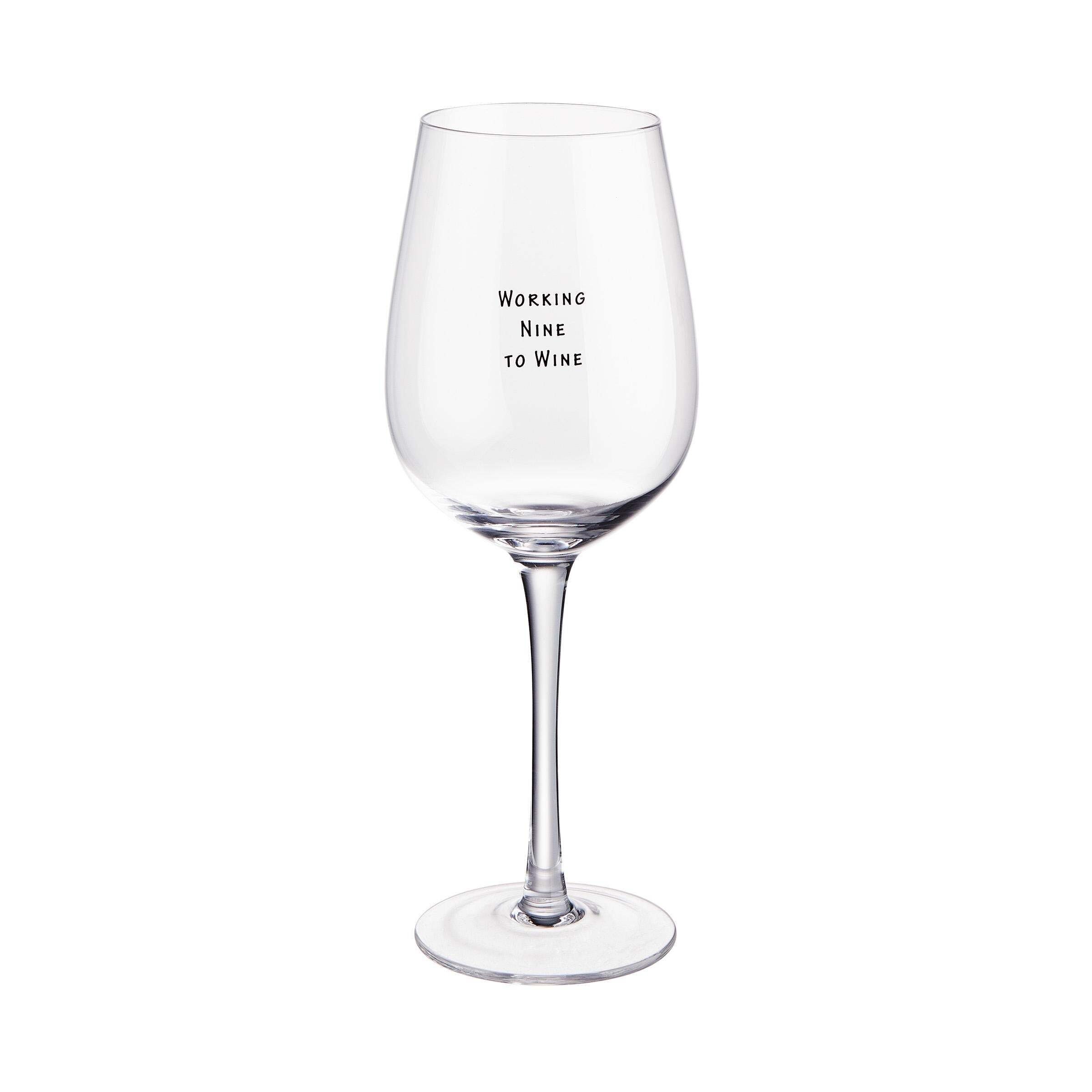 BUTLERS Weinglas HAPPY HOUR Weinglas "Working Nine to Wine" 500ml, Glas