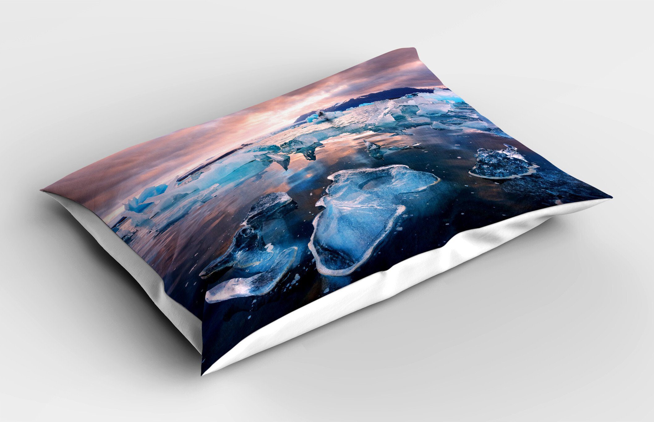 Abakuhaus Icebergs Kopfkissenbezug, Kissenbezüge Queen in (1 Dekorativer Size Stück), Island Gedruckter Jokulsarlon