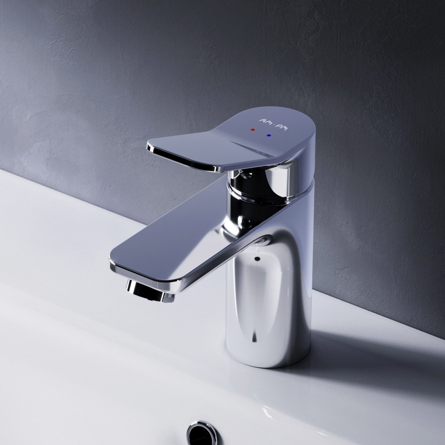 AM.PM Waschtischarmatur Badarmatur X-JOY Bad-Armatur Wasserhahn Waschbeckenarmatur (Waschbeckenarmatur Mischarmatur, Mischbatterie inkl. 2 x G 3/8-Anschluss, Farbe: Chrom (Silber) Einhebelmischer für warmes und kaltes Wasser