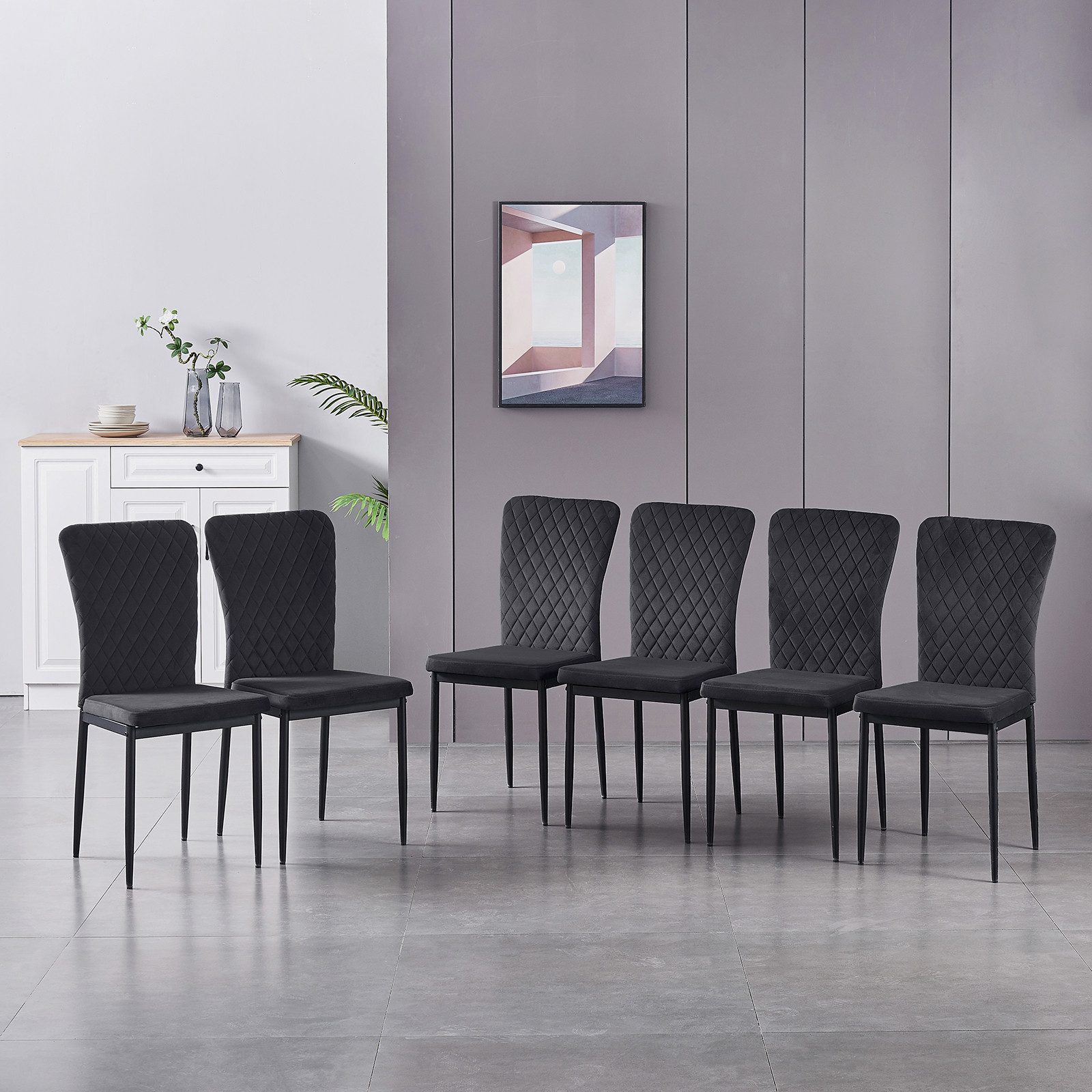 JYMTOM Esszimmerstuhl Samt/Kunstleder, hoher Lehne, Metallgestell, günstig online kaufen