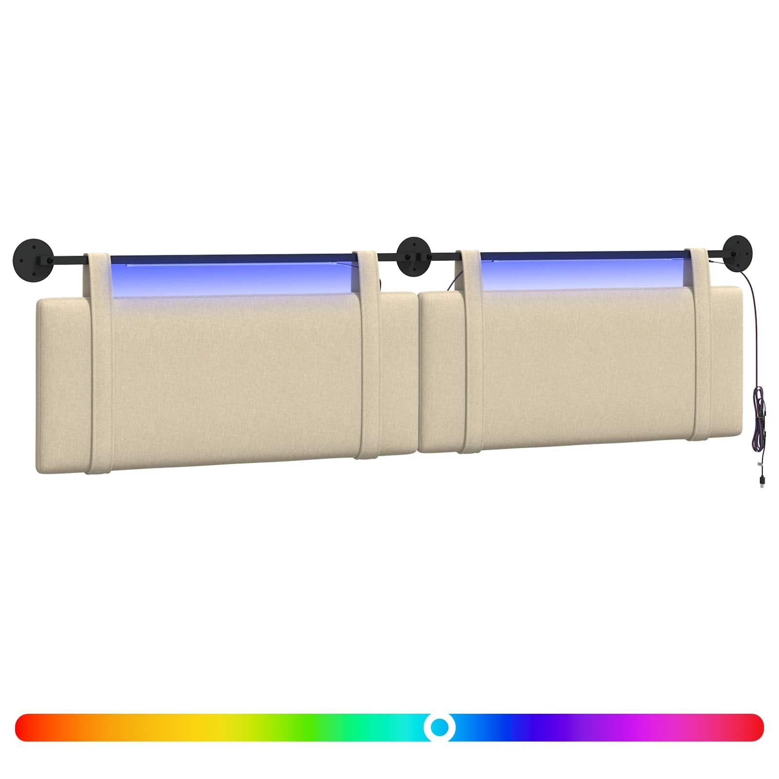 Bett Hängendes Kopfteil Mit LED Licht Creme Stoff
