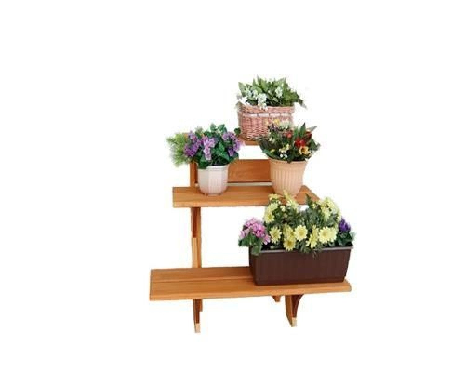 GASPO Blumentisch Blumentreppe Flora 3-stufig Blumenetagere Pflanzentreppe Holz 55x56x60