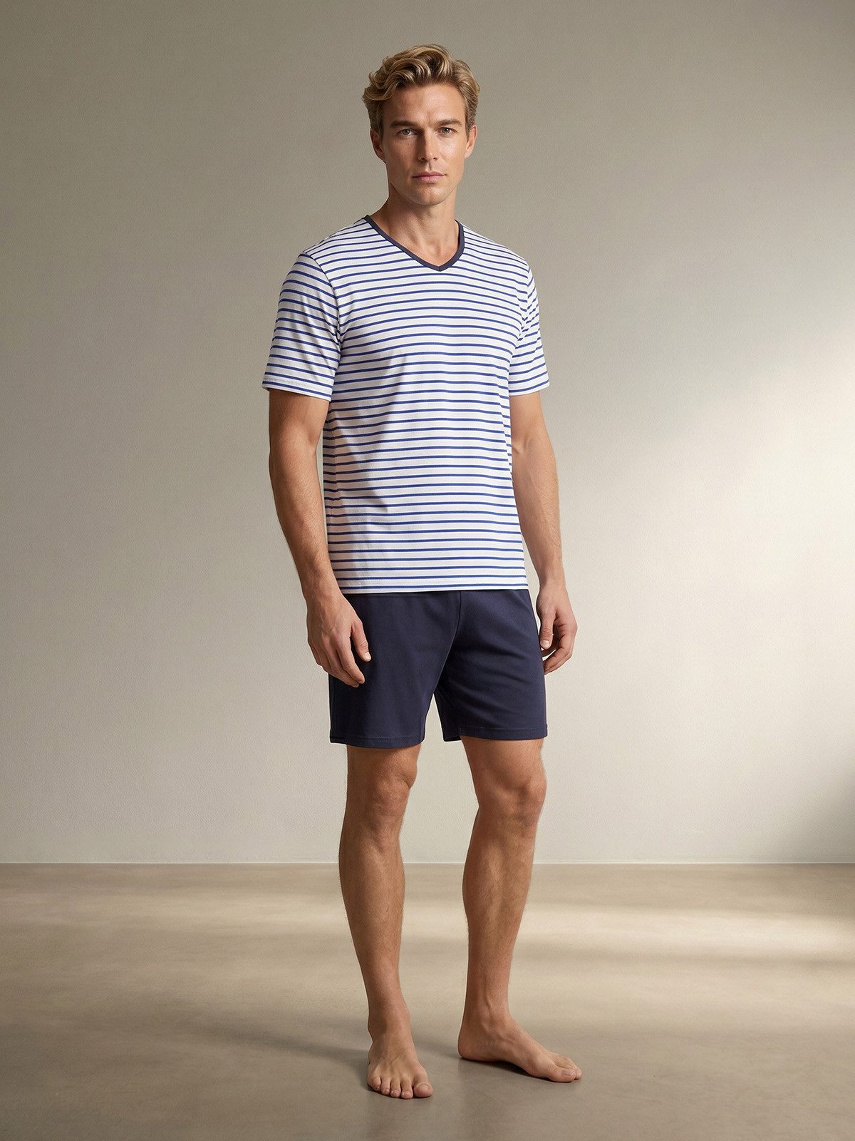 Henry Terre Shorty Herren Pyjama Kurzarm V-Neck