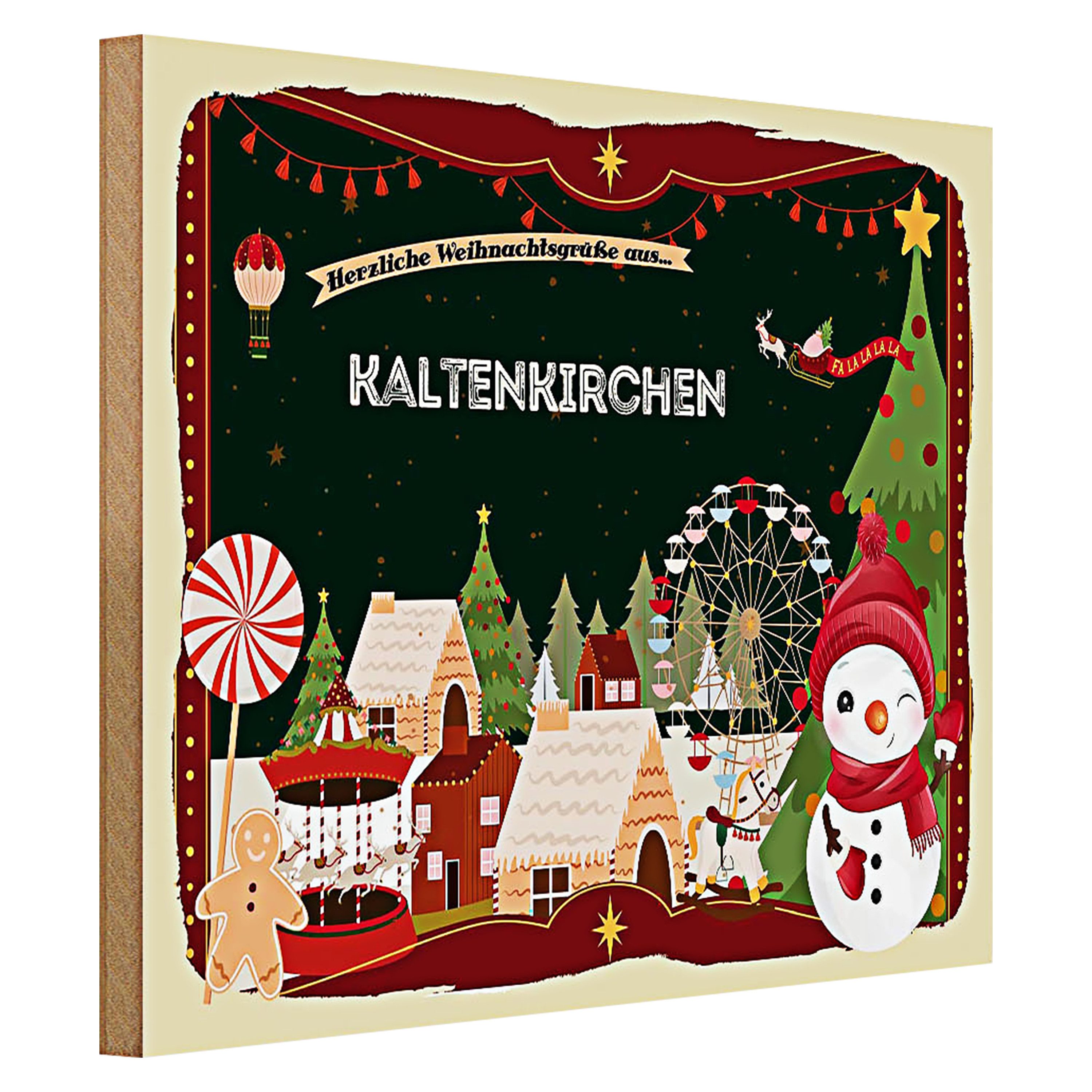 Roomando Holzbild Weihnachten Grüße aus KALTENKIRCHEN 40x30cm