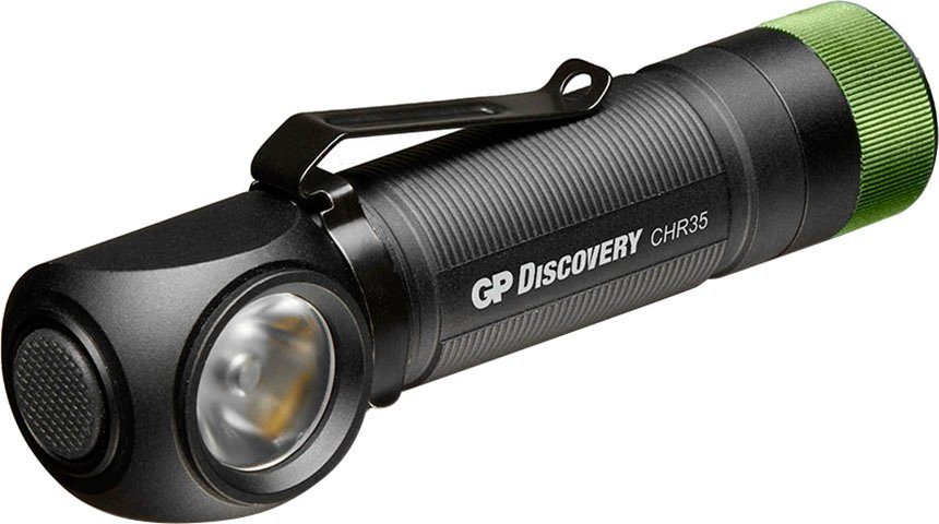 Stirnlampe GP CHR35, Lumen, Wiederaufladbar, Li-Ion Discovery Batteries Ladekabel Akku GP 18650 inkl. USB 600 + Discovery