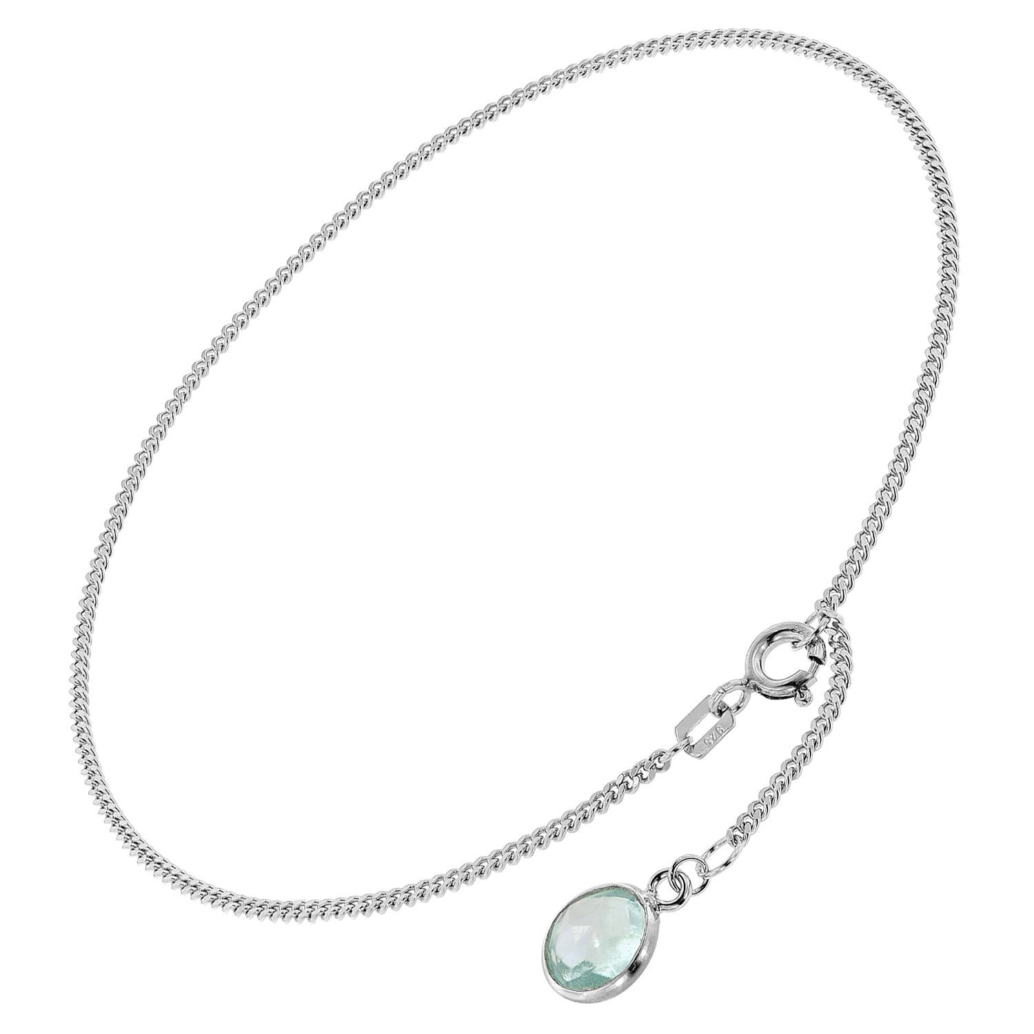 trendor Fußkette Fußkette 925 Sterlingsilber Mit Hellblauem Quarz