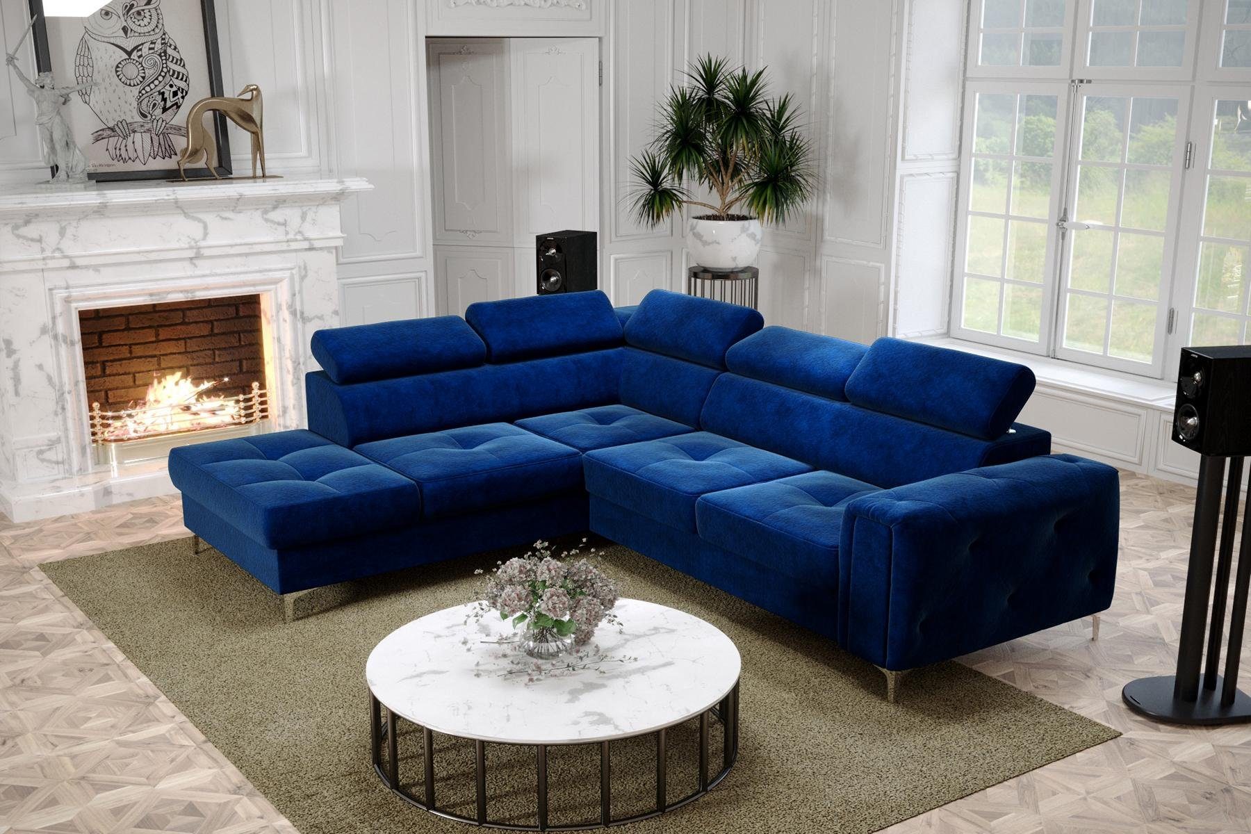 JVmoebel Ecksofa, Design Ecksofa L-Form Couch Polsterung Luxus Wohnzimmer Soft Blau