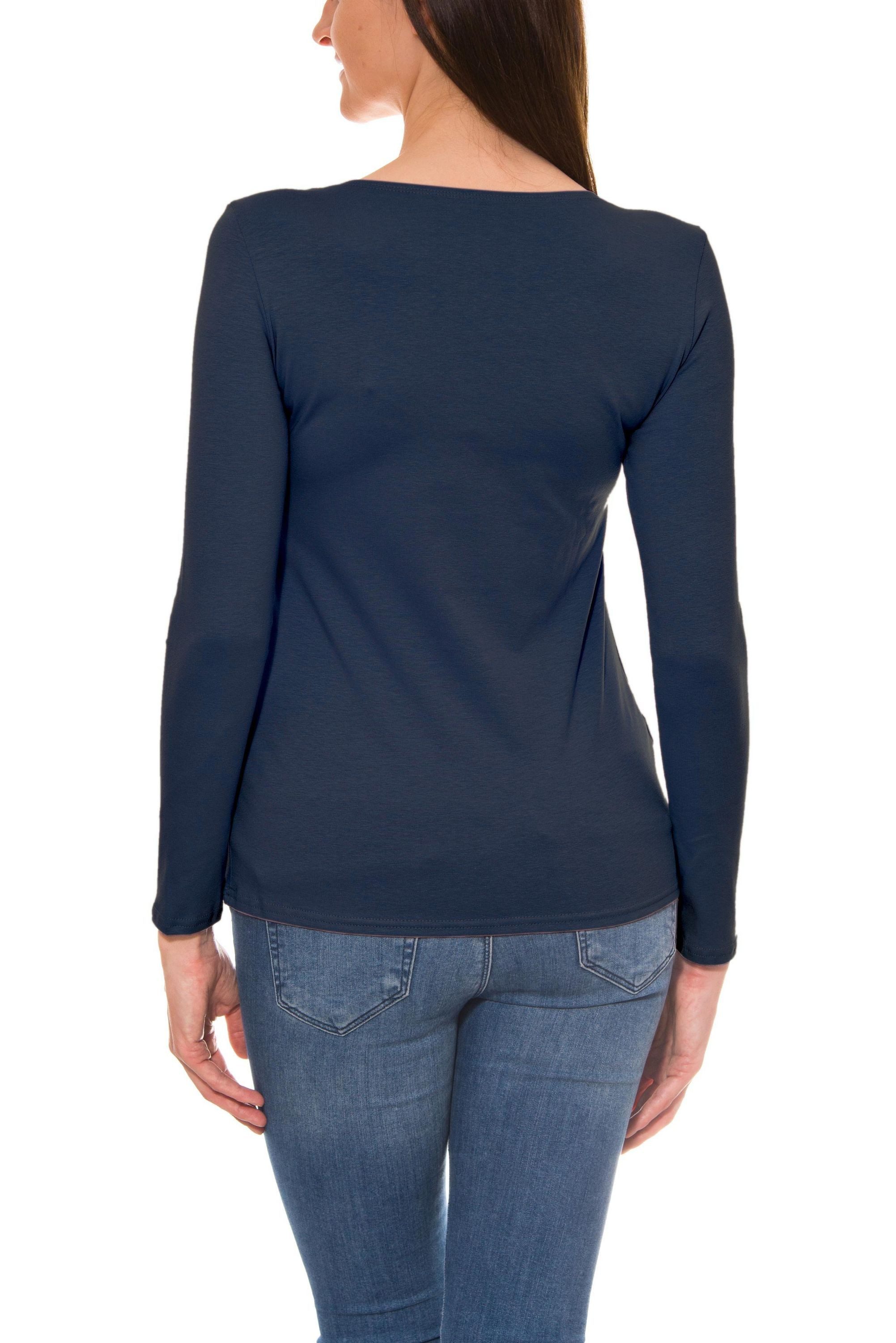 Alkato Longshirt Alkato Damen Langarm Shirt mit O-Ausschnitt