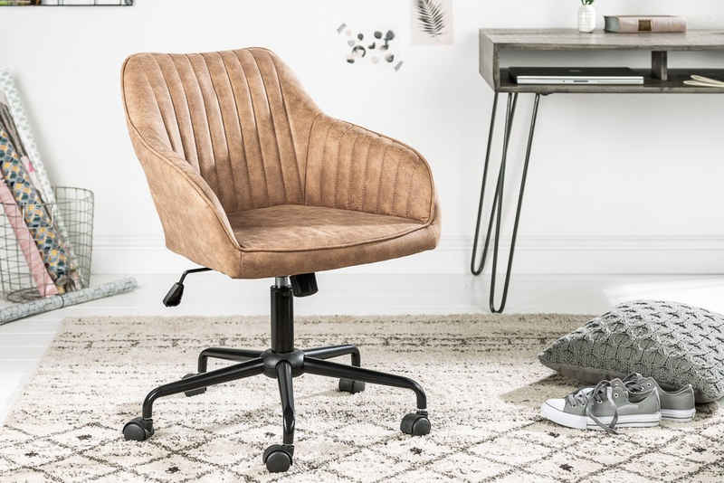 riess-ambiente Drehstuhl TURIN vintage taupe, Büro · Microfaser · Metall · verstellbar · mit Armlehnen · Home Office