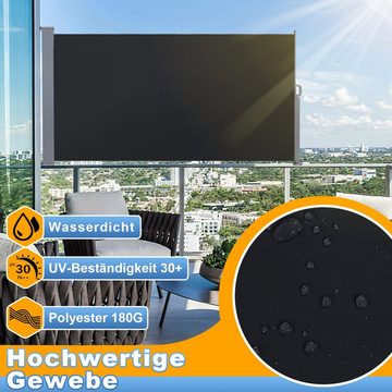 Randaco Balkonsichtschutz Seitenmarkise Sichtschutz Sonnenschutz Windschutz Ausziehbar Aluminium